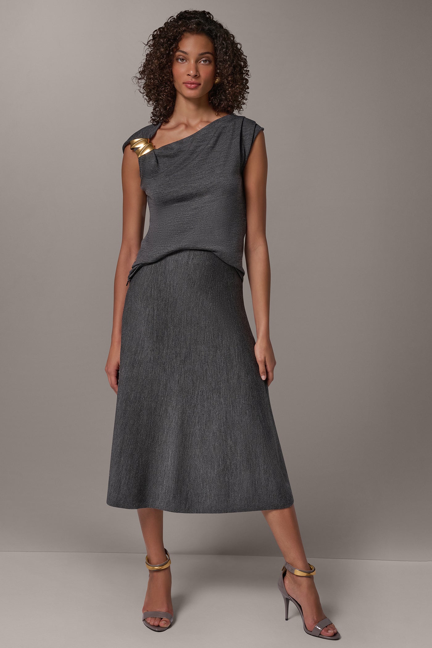 WOOL MIDI A-LINE SWEATER SKIRT VIEW 5