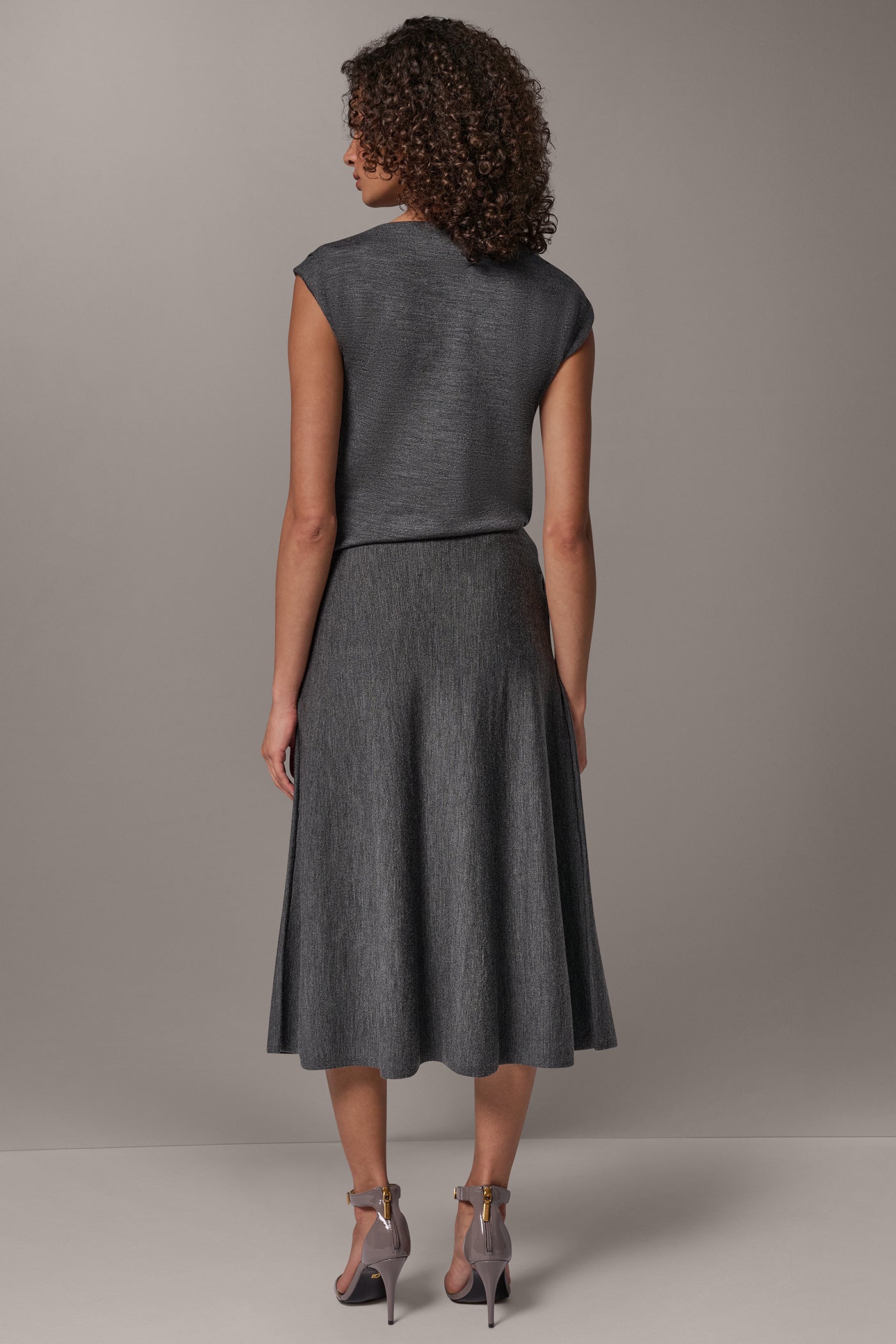 WOOL MIDI A-LINE SWEATER SKIRT VIEW 6