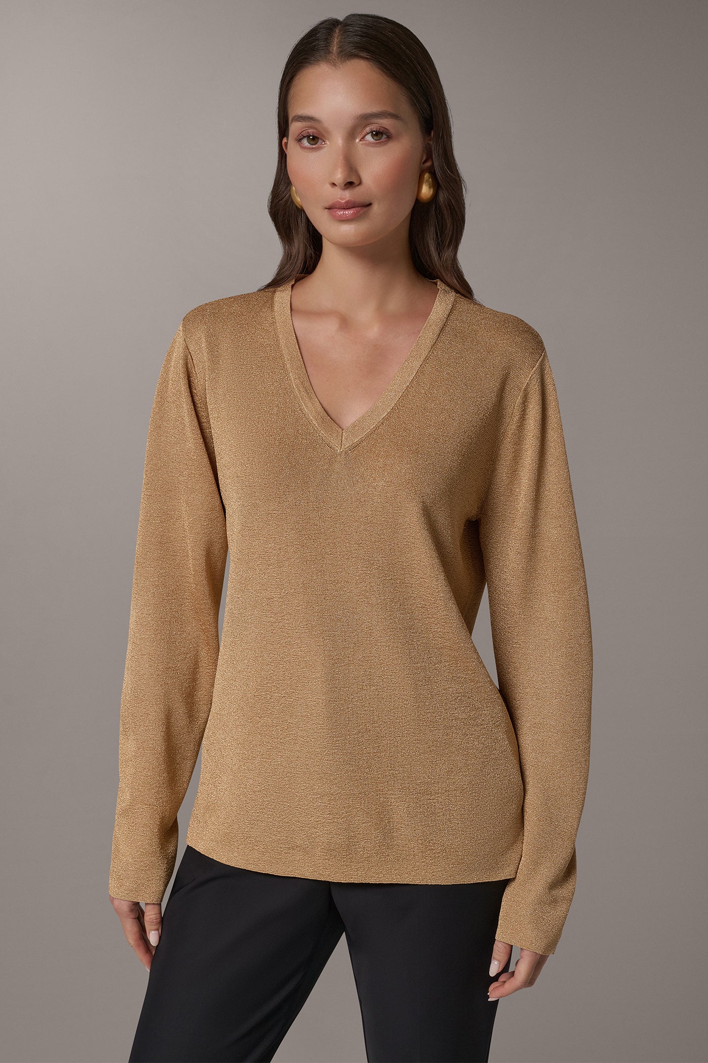 RIB KNIT V-NECK SWEATER VIEW 1