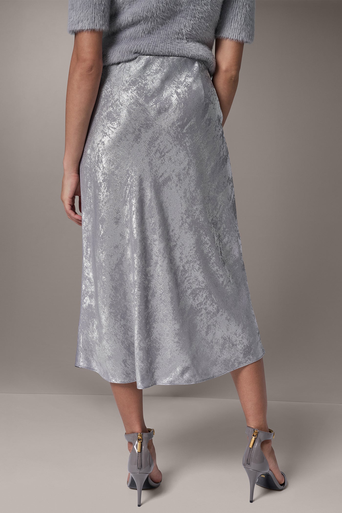 SOFT FOIL MIDI A-LINE SKIRT VIEW 3 | Skirts