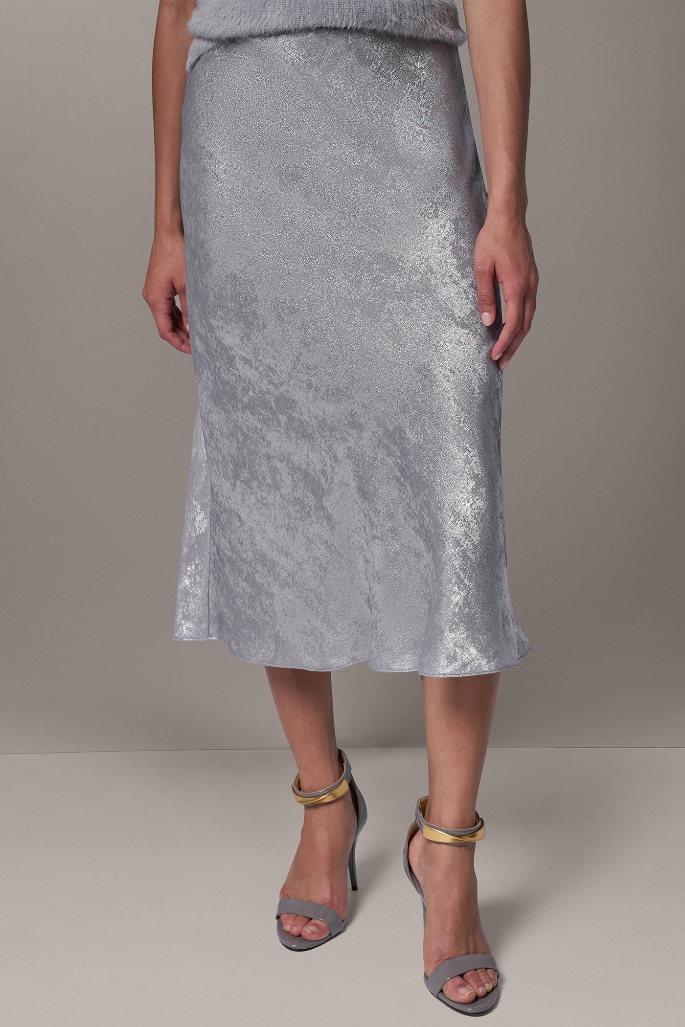 SOFT FOIL MIDI A-LINE SKIRT