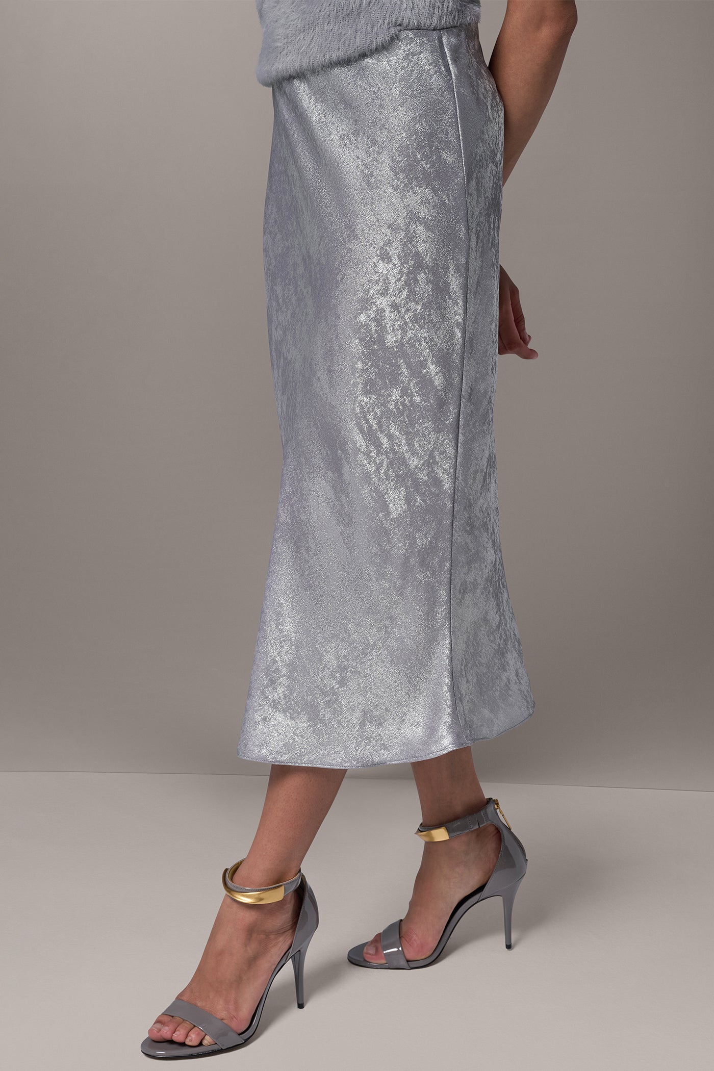 SOFT FOIL MIDI A-LINE SKIRT (alternate view)