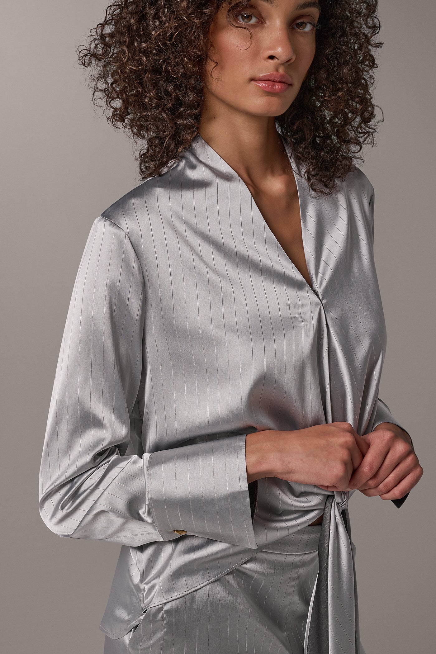 SATIN TIE FRONT WRAP TOP VIEW 4