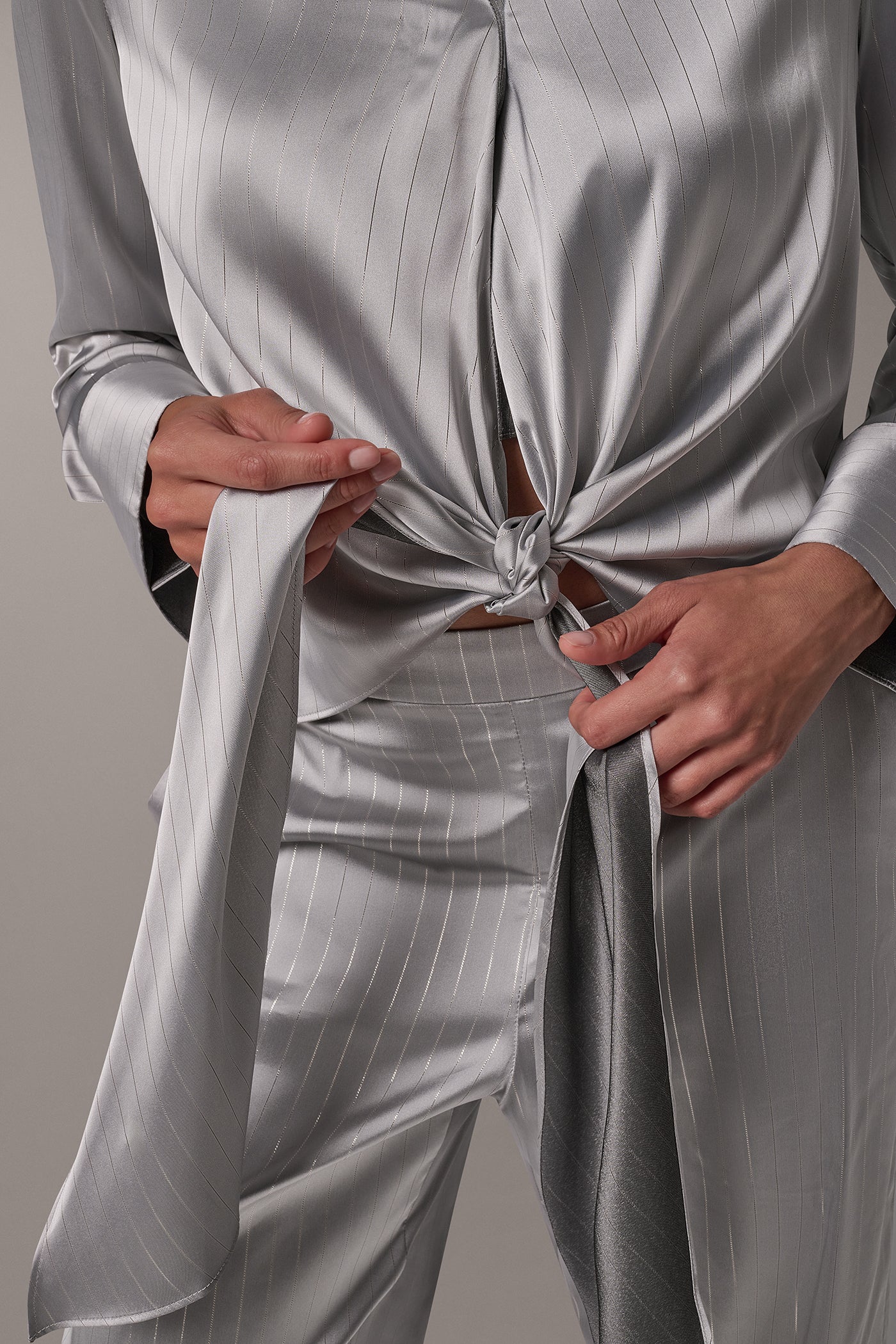 SATIN TIE FRONT WRAP TOP VIEW 7