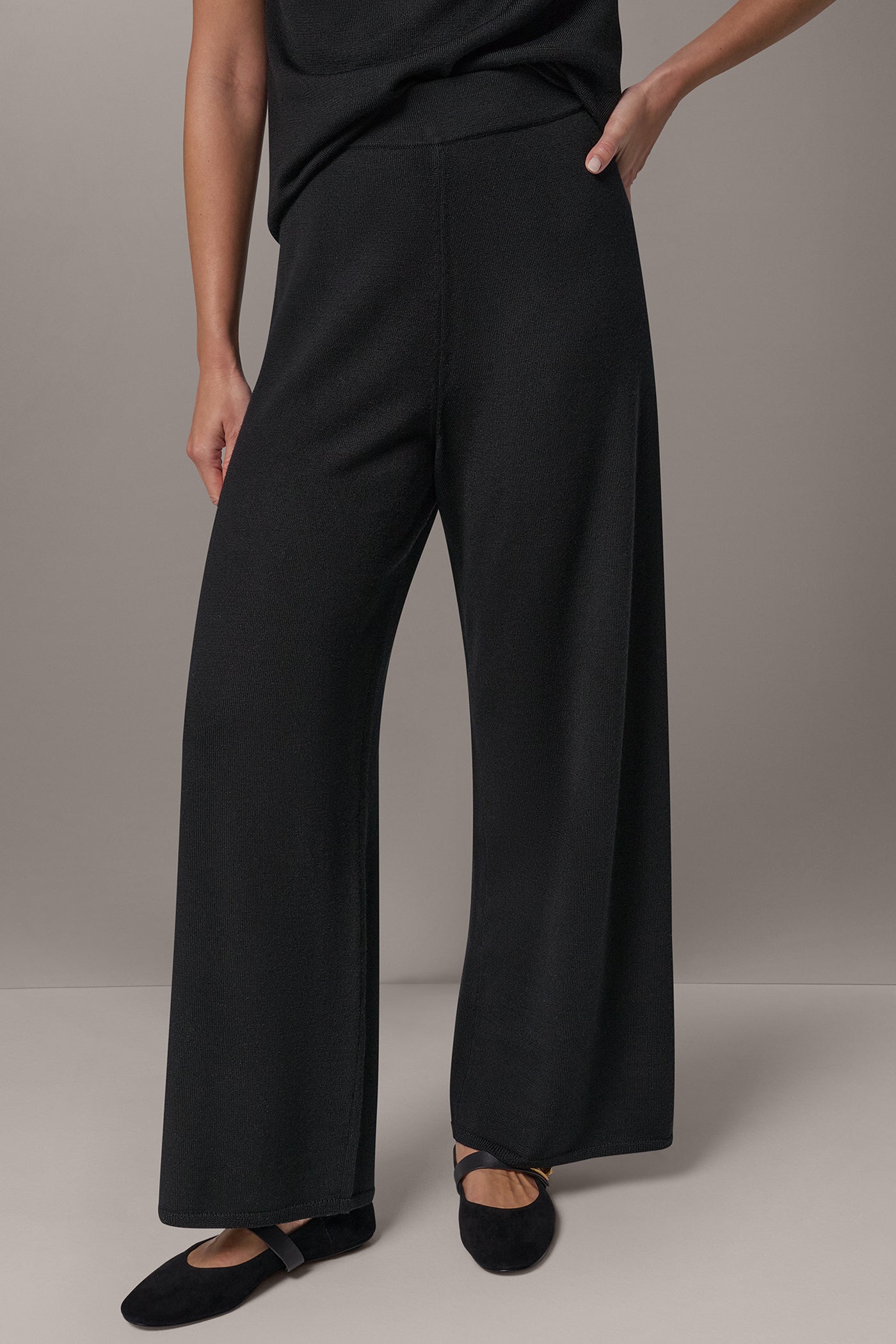 WOOL HIGH-RISE RELAXED SWEATER PANT