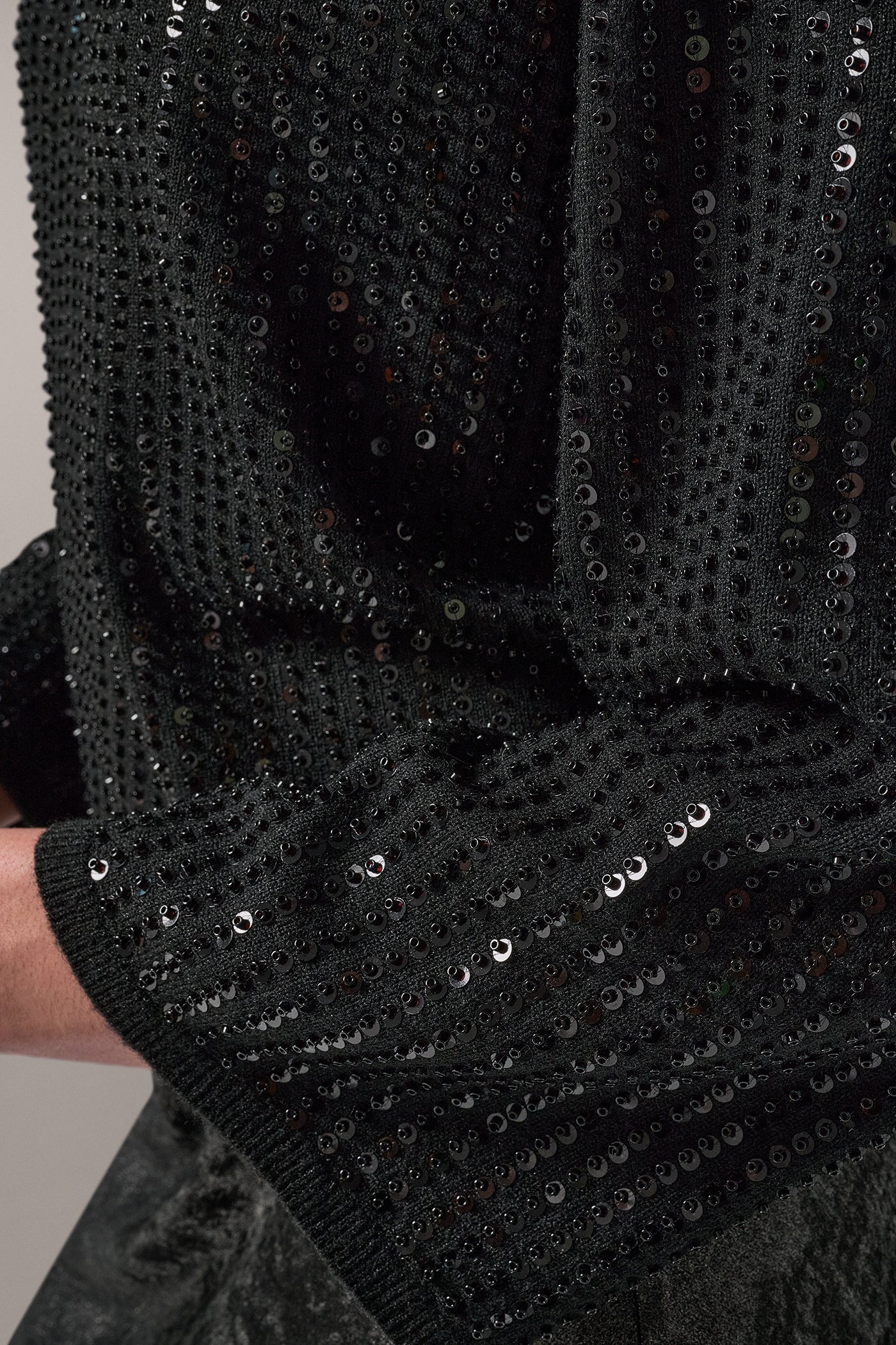 SEQUIN FUNNEL NECK POINTELLE SWEATER VIEW 6