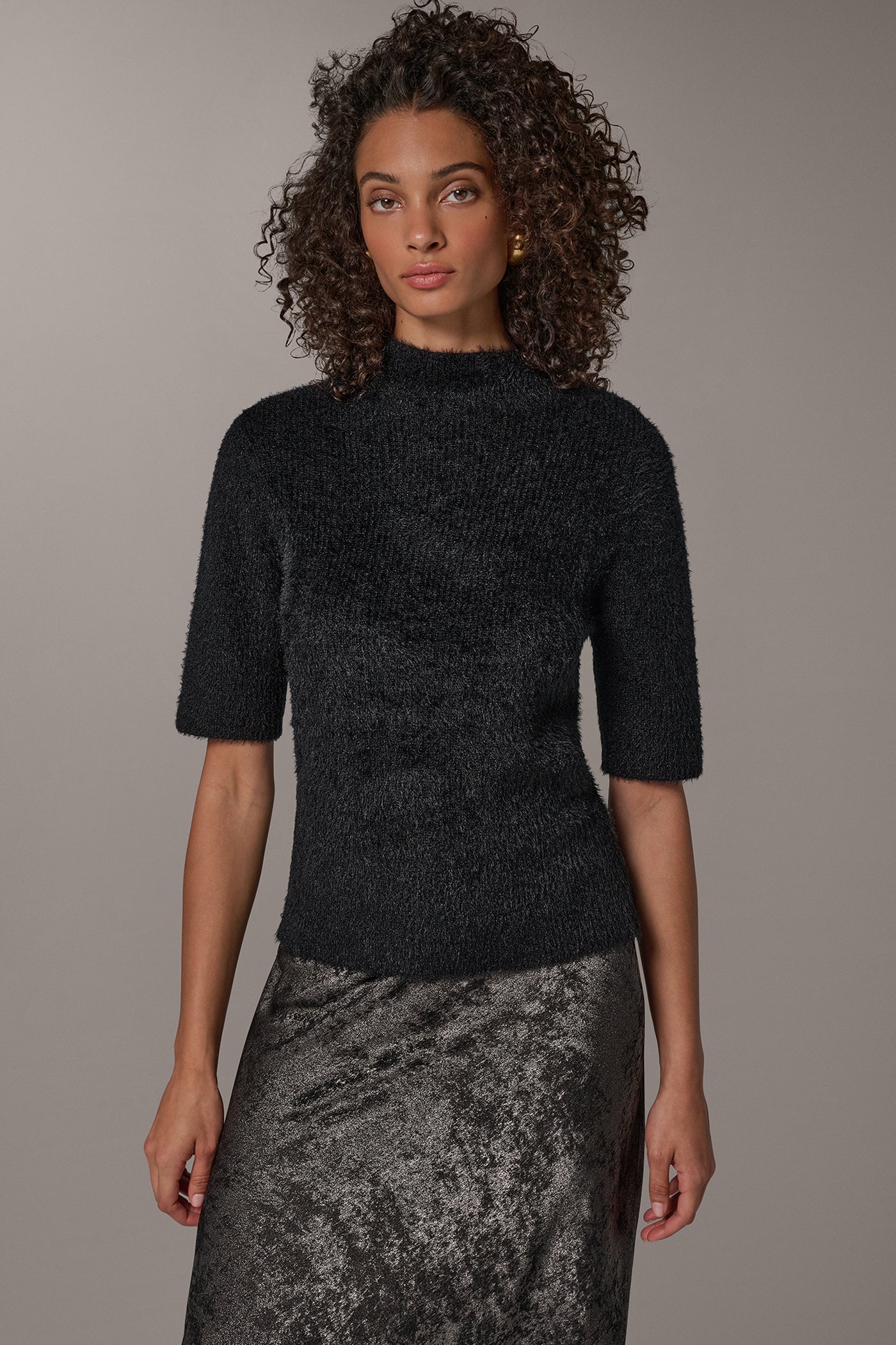 ELBOW SLEEVE MOCK NECK SWEATER VIEW 1