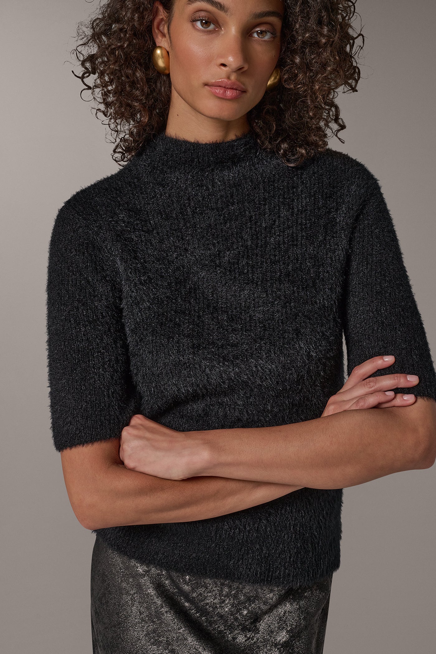ELBOW SLEEVE MOCK NECK SWEATER VIEW 2