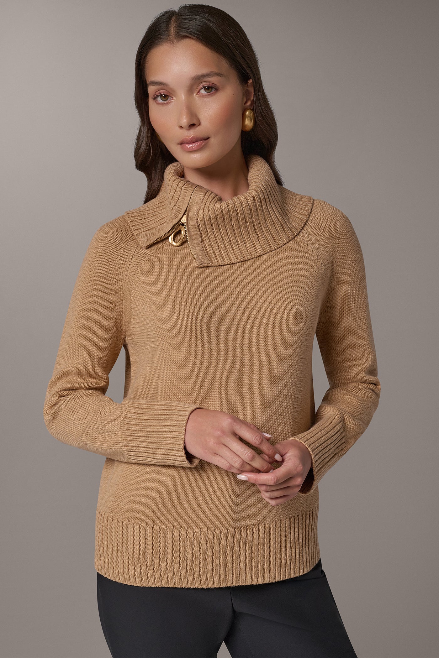 ASYMMETRIC HALF-ZIP SWEATER