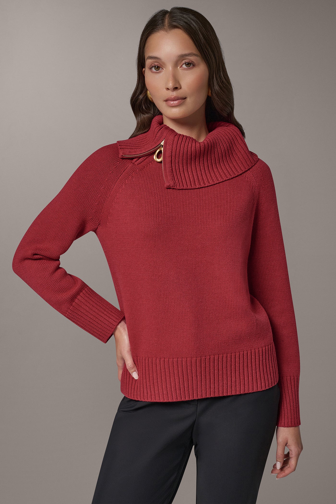 ASYMMETRIC HALF-ZIP SWEATER