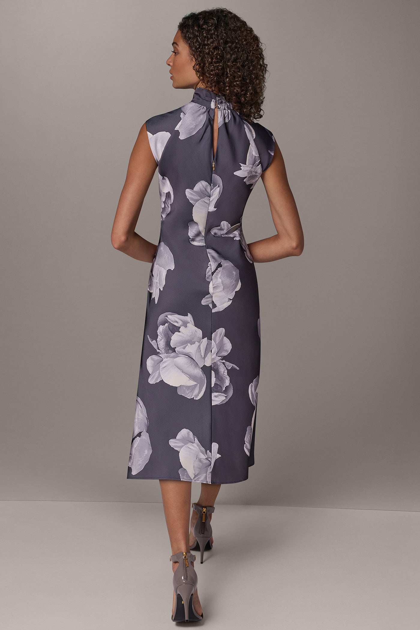 FLORAL TWIST NECK MIDI DRESS VIEW 3
