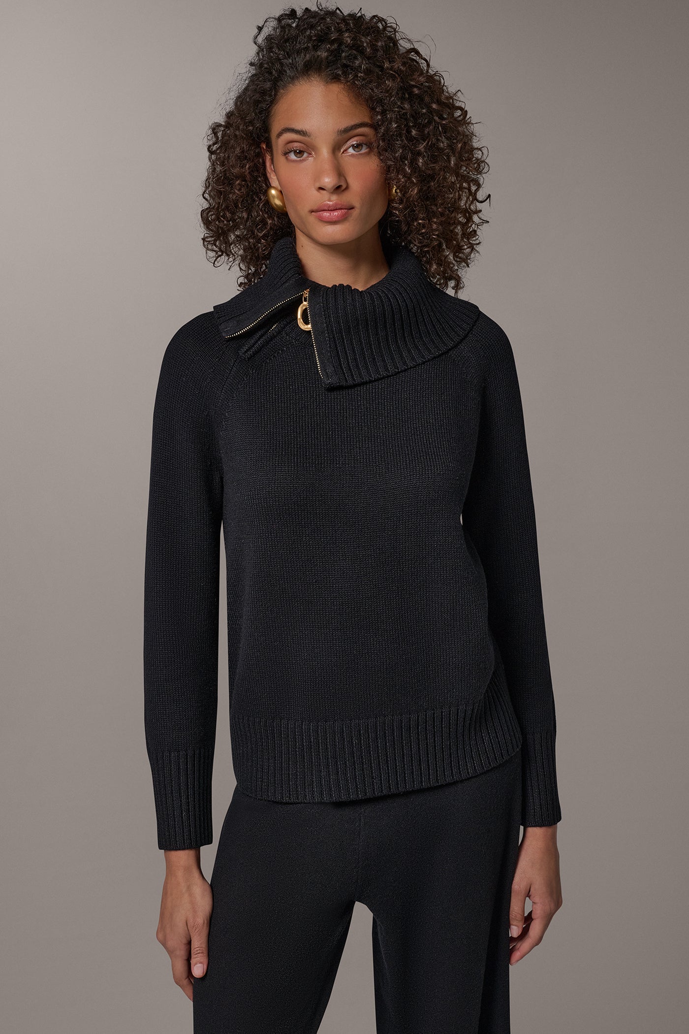 ASYMMETRIC HALF-ZIP SWEATER