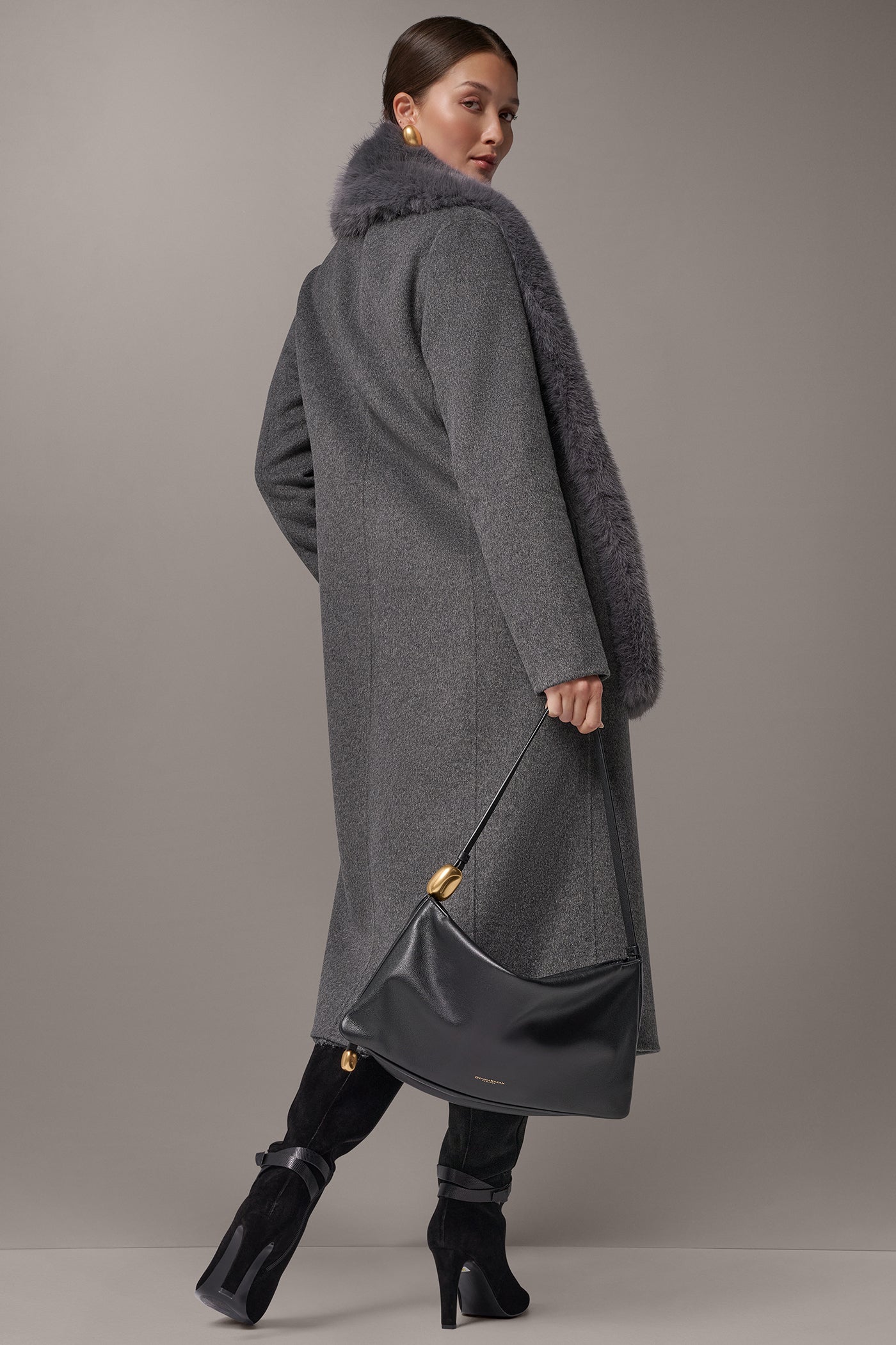 FAUX FUR SCARF LONG COAT VIEW 9 | Clothing