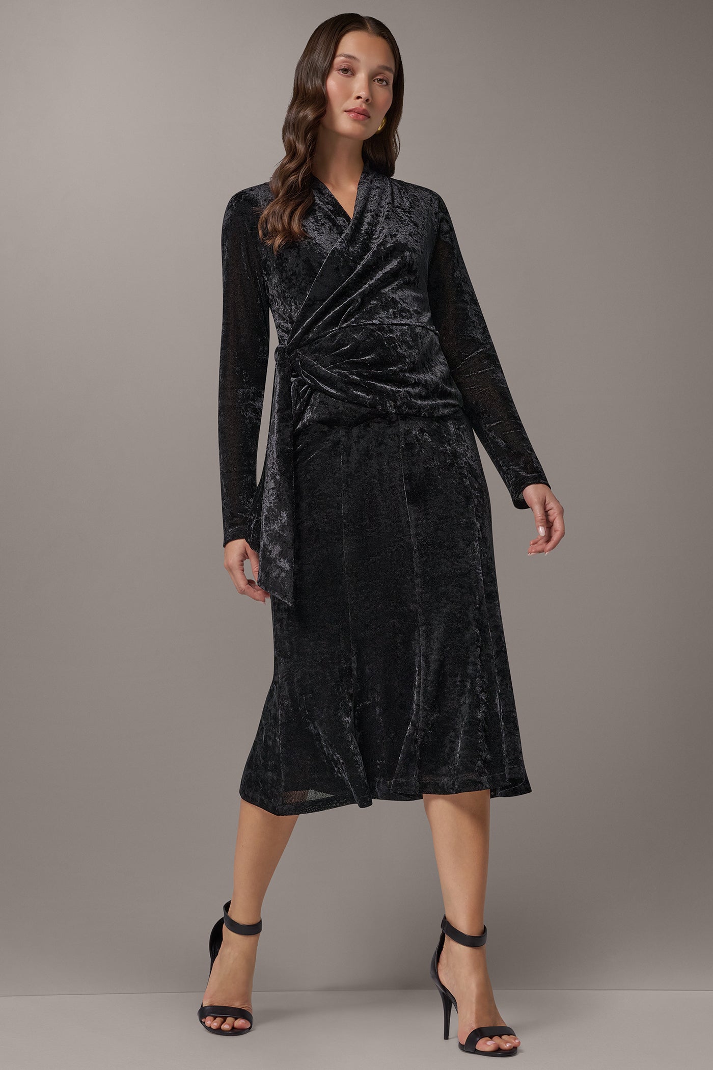 STRETCH VELVET WRAP-EFFECT TOP VIEW 5