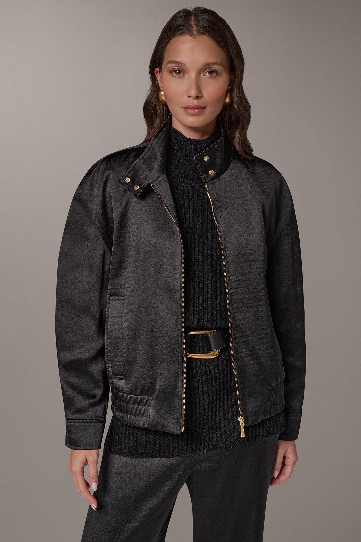 DROP SHOULDER ZIP FRONT JACKET VIEW 1