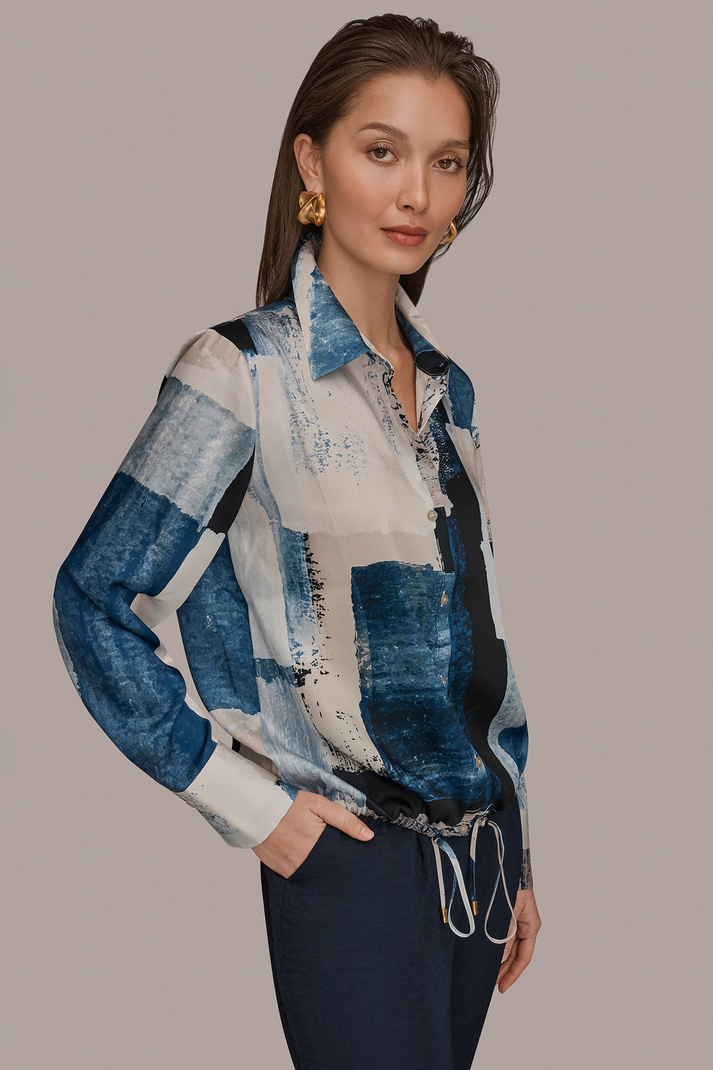 DRAWSTRING HEM BLOUSE VIEW 3 | Tops