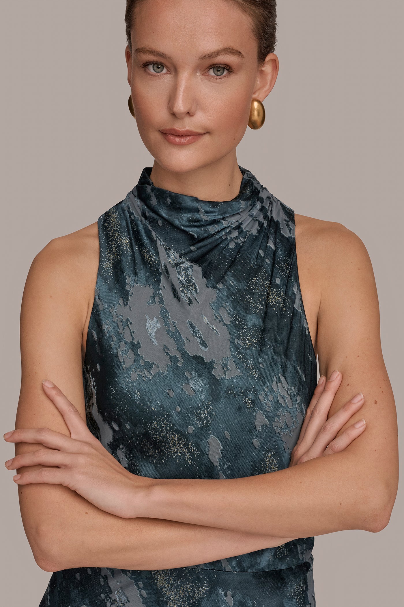 SLEEVELESS METALLIC BURNOUT DRESS VIEW 4 | All Products