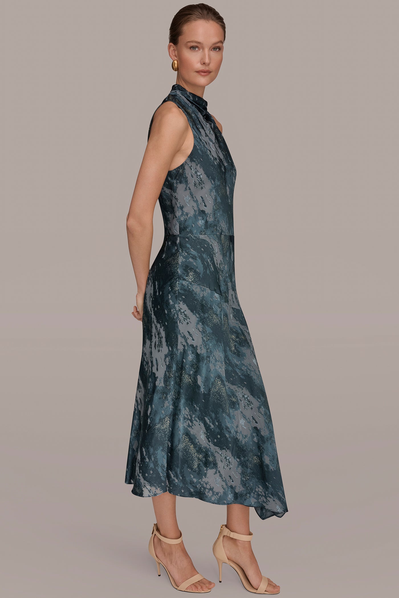 SLEEVELESS METALLIC BURNOUT DRESS VIEW 3 | All Products