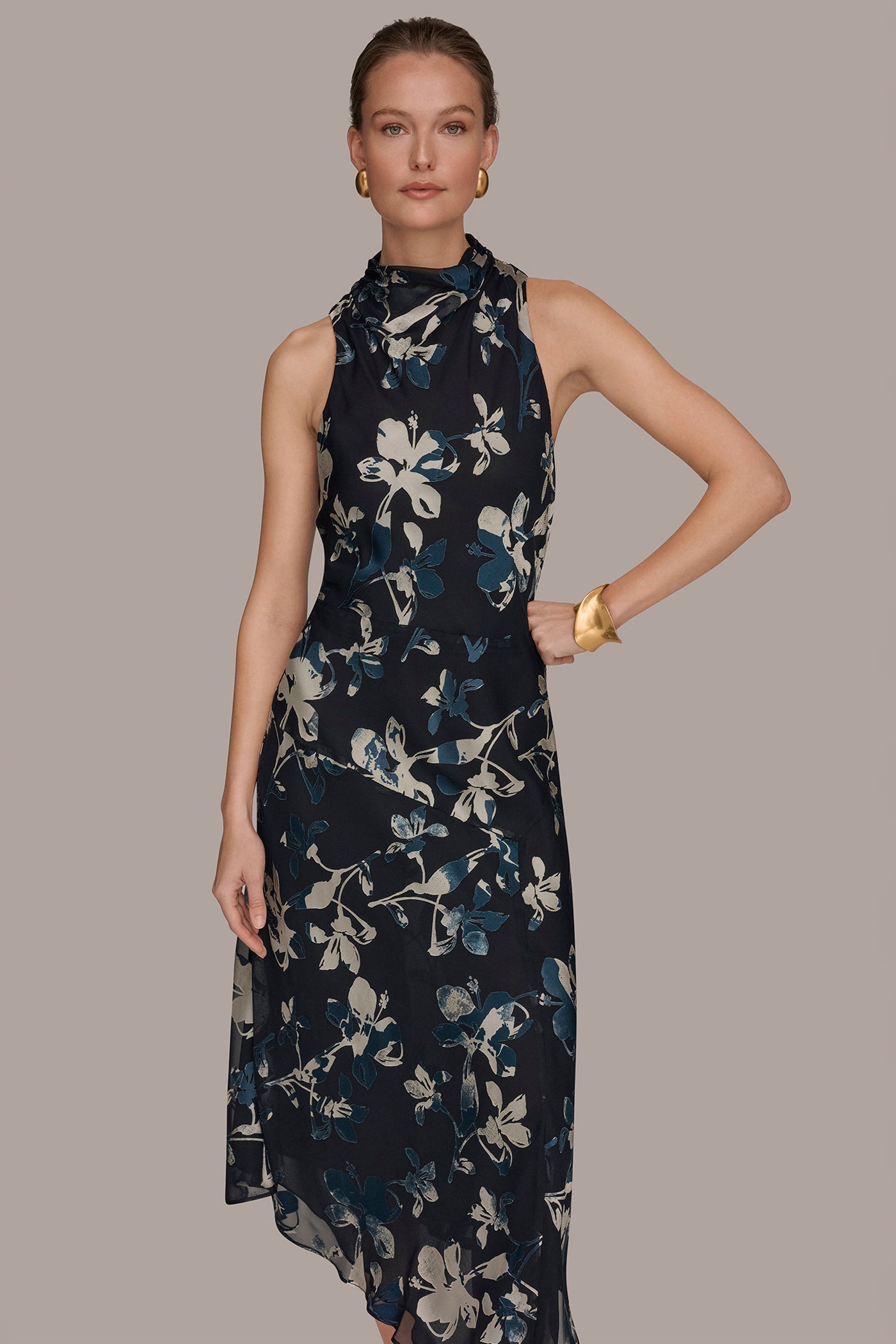 Burnout High Neck Dress | A-Line Dress | Donna Karan Burnout High Neck Dress | A-Line Dress | Donna Karan