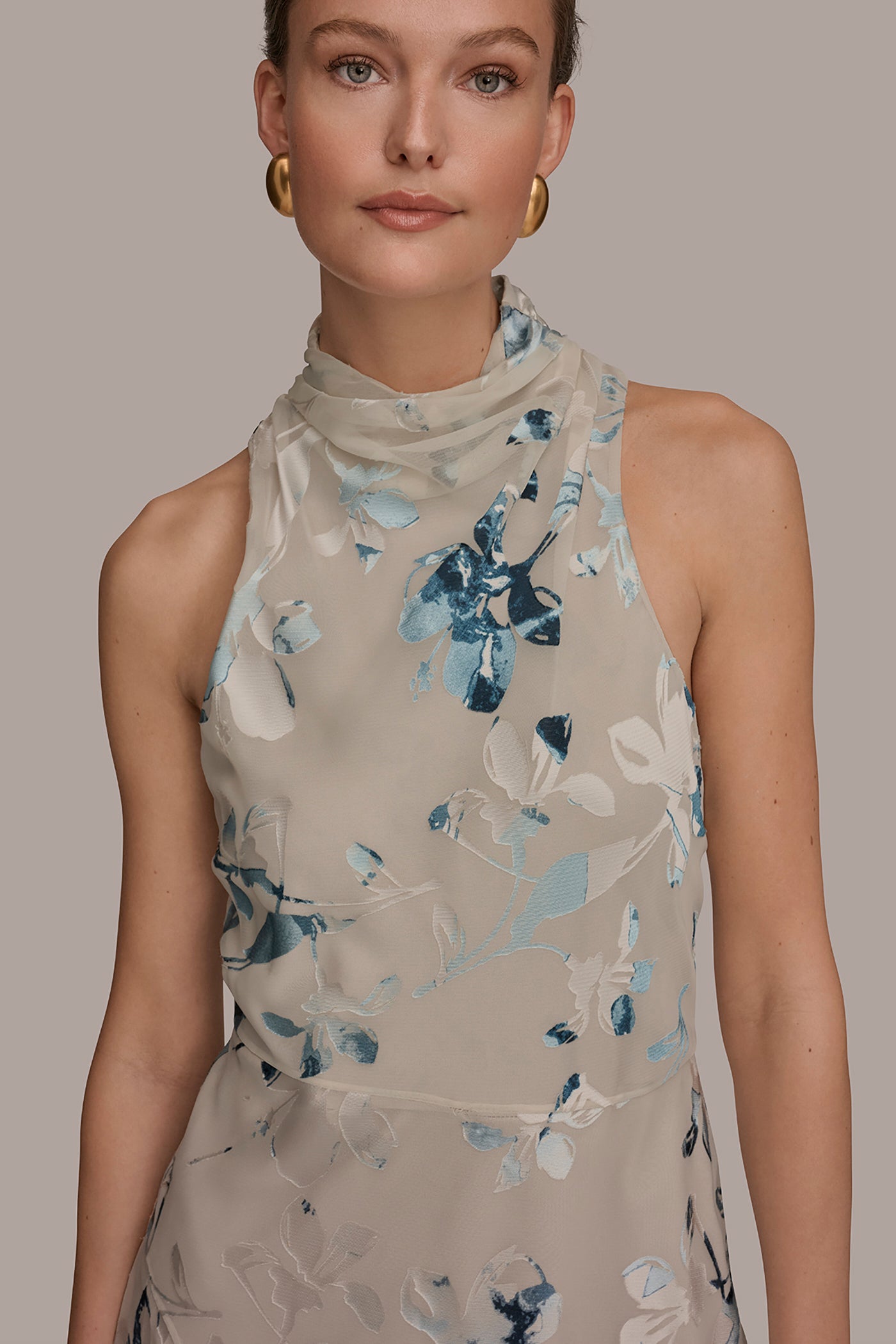 FLORAL BURNOUT MIDI A-LINE DRESS VIEW 4 | New clothing