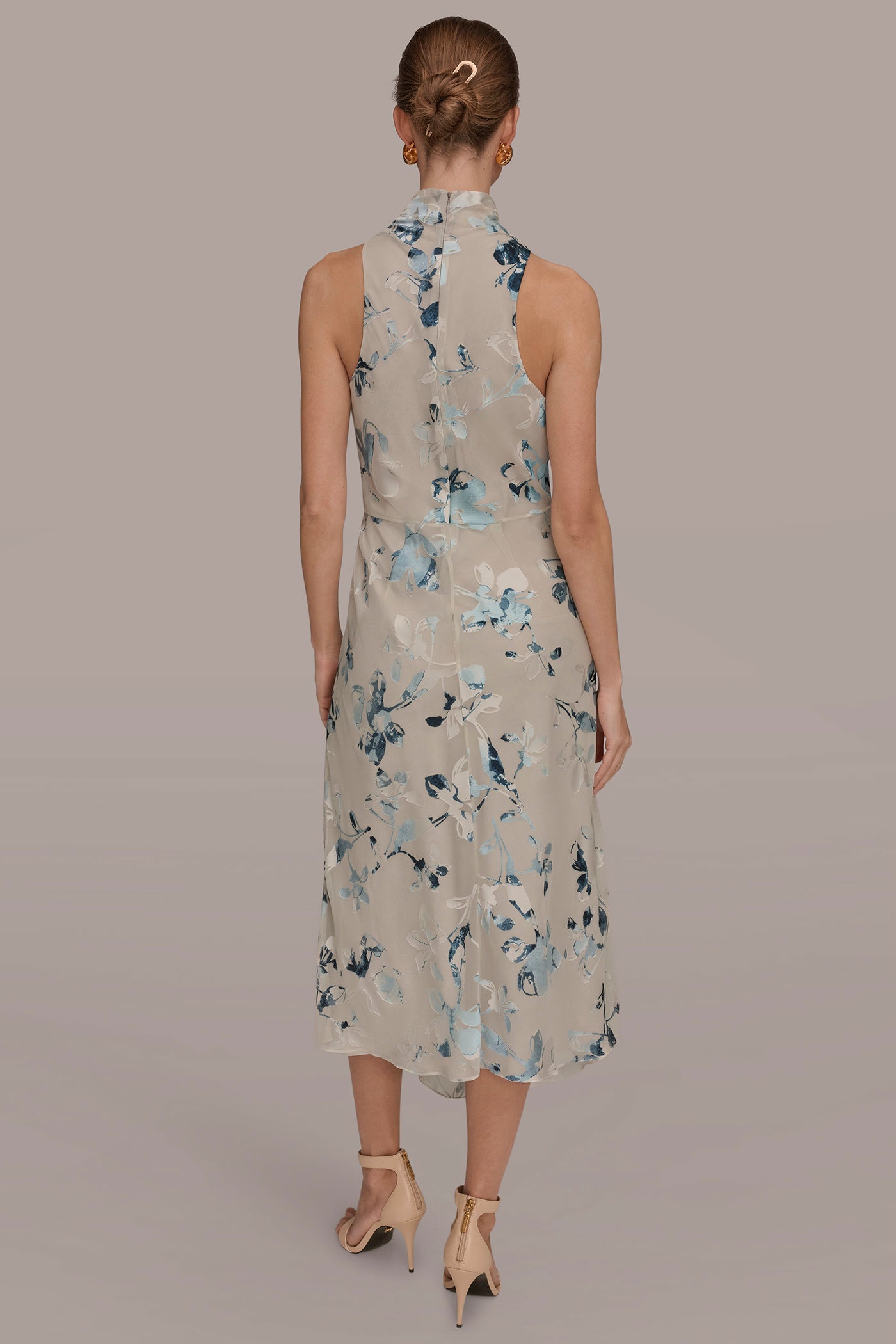 Sleeveless Cross Front Midi A Line Halter Dress | A-Line DressMidi Dress | Donna Karan Sleeveless Cross Front Midi A Line Halter Dress | A-Line DressMidi Dress | Donna Karan