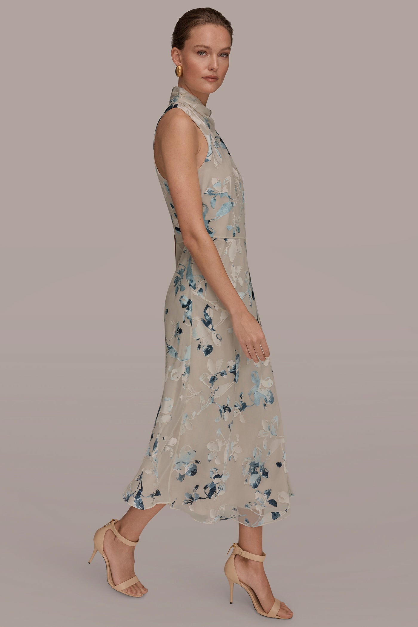 FLORAL BURNOUT MIDI A-LINE DRESS VIEW 3 | New clothing