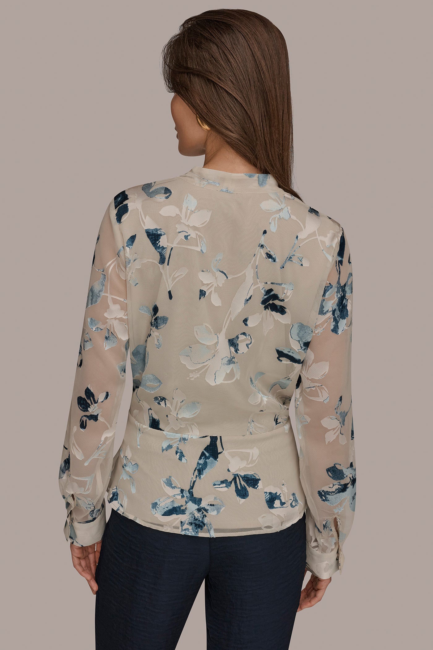 LONG SLEEVE BURNOUT FOIL WRAP BLOUSE | View 2 | New clothing