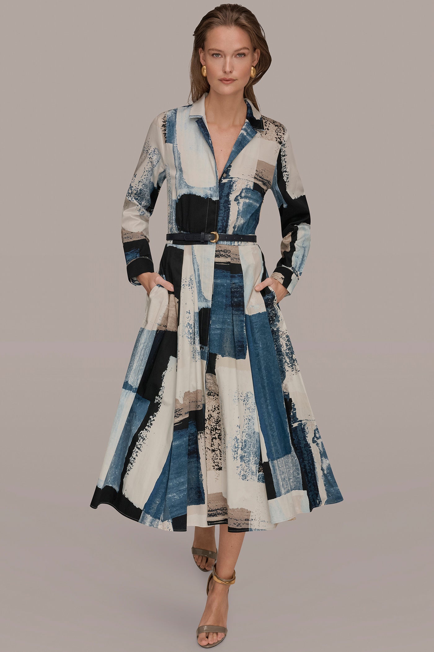 LONG SLEEVE BUTTON FRONT DRESS | View 1 | New Arrivals