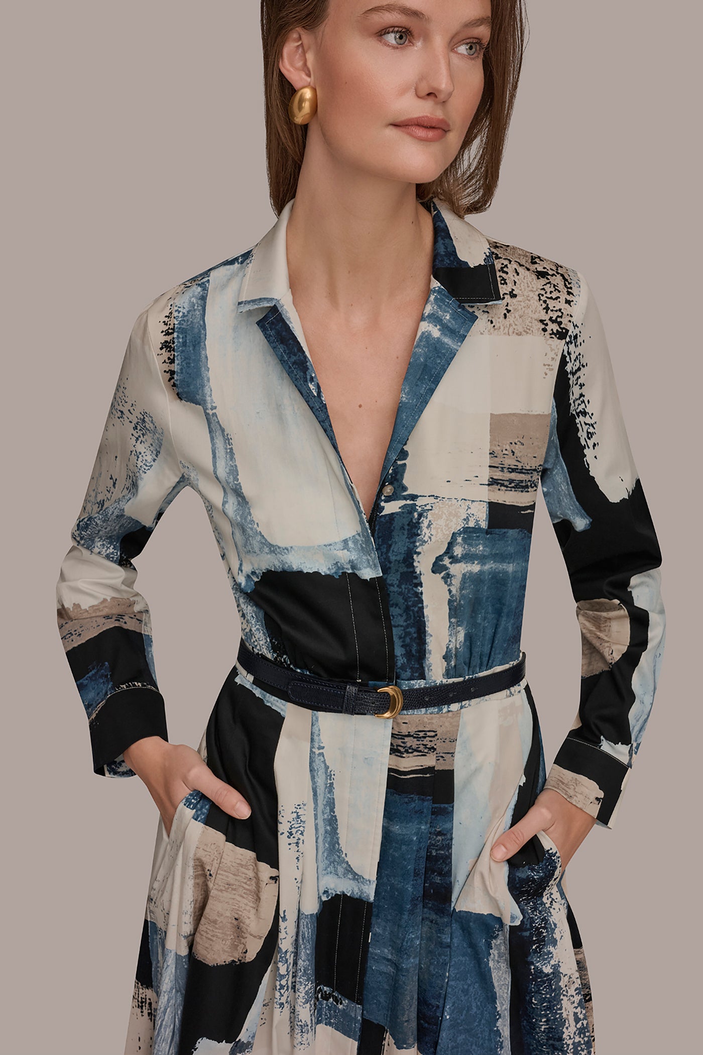 LONG SLEEVE BUTTON FRONT DRESS VIEW 4 | New Arrivals