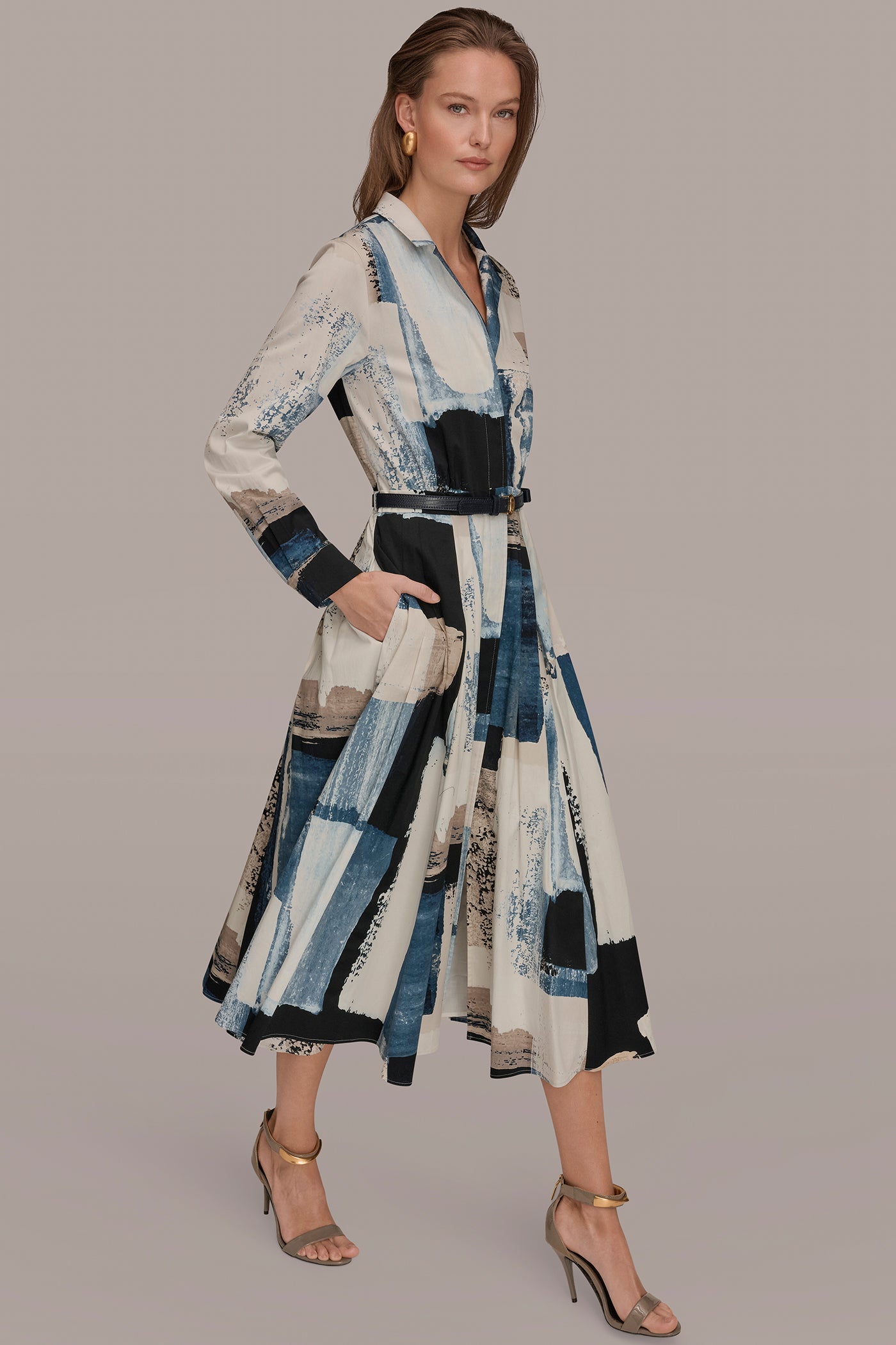 LONG SLEEVE BUTTON FRONT DRESS VIEW 3 | New Arrivals