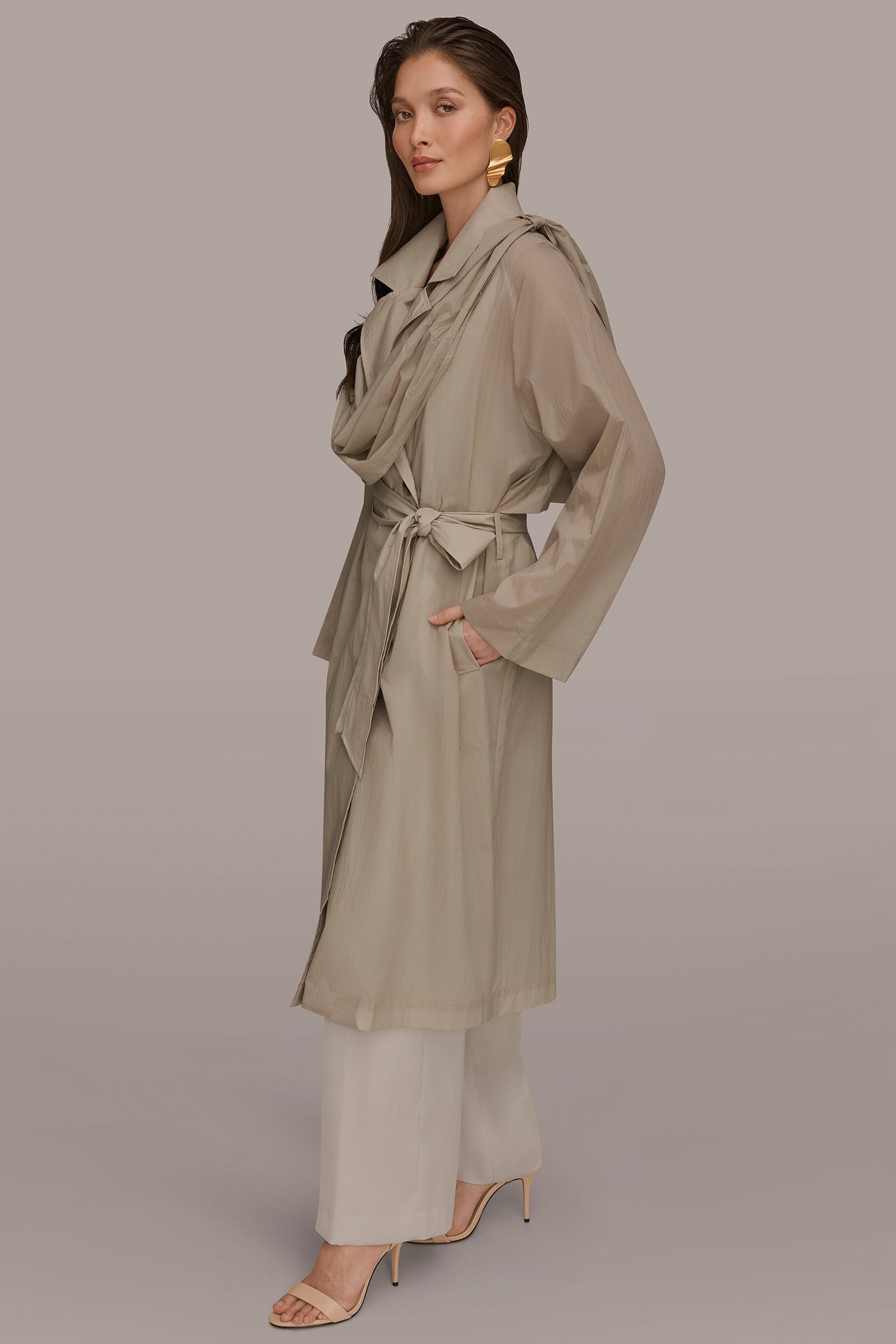 DRAPED DOUBLE-BREASTED TRENCH COAT VIEW 3