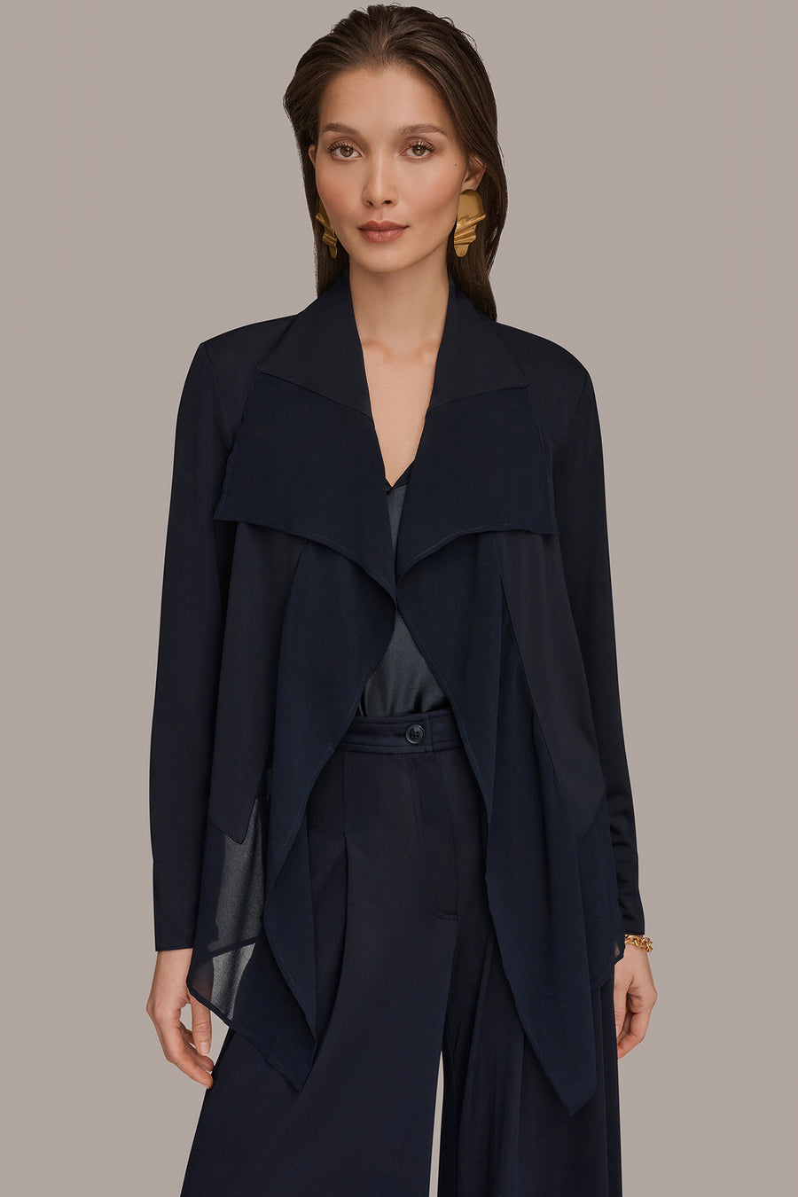 Ruffle Front Jacket | Blazer | Donna Karan