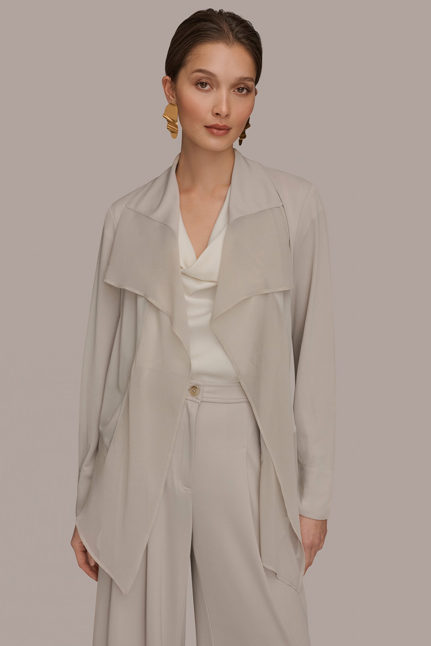 RUFFLE-FRONT JACKET | View 1 | Adriana Edit