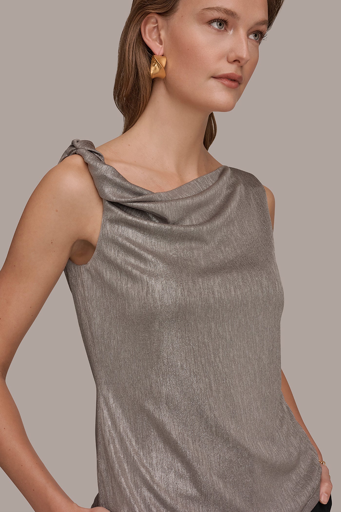 METALLIC ONE-SHOULDER TOP VIEW 4 | New clothing