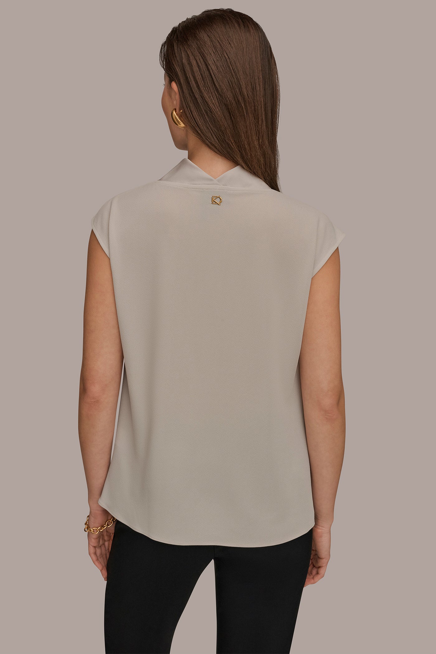 MIXED MEDIA COWL-NECK TOP | View 2 | Tops