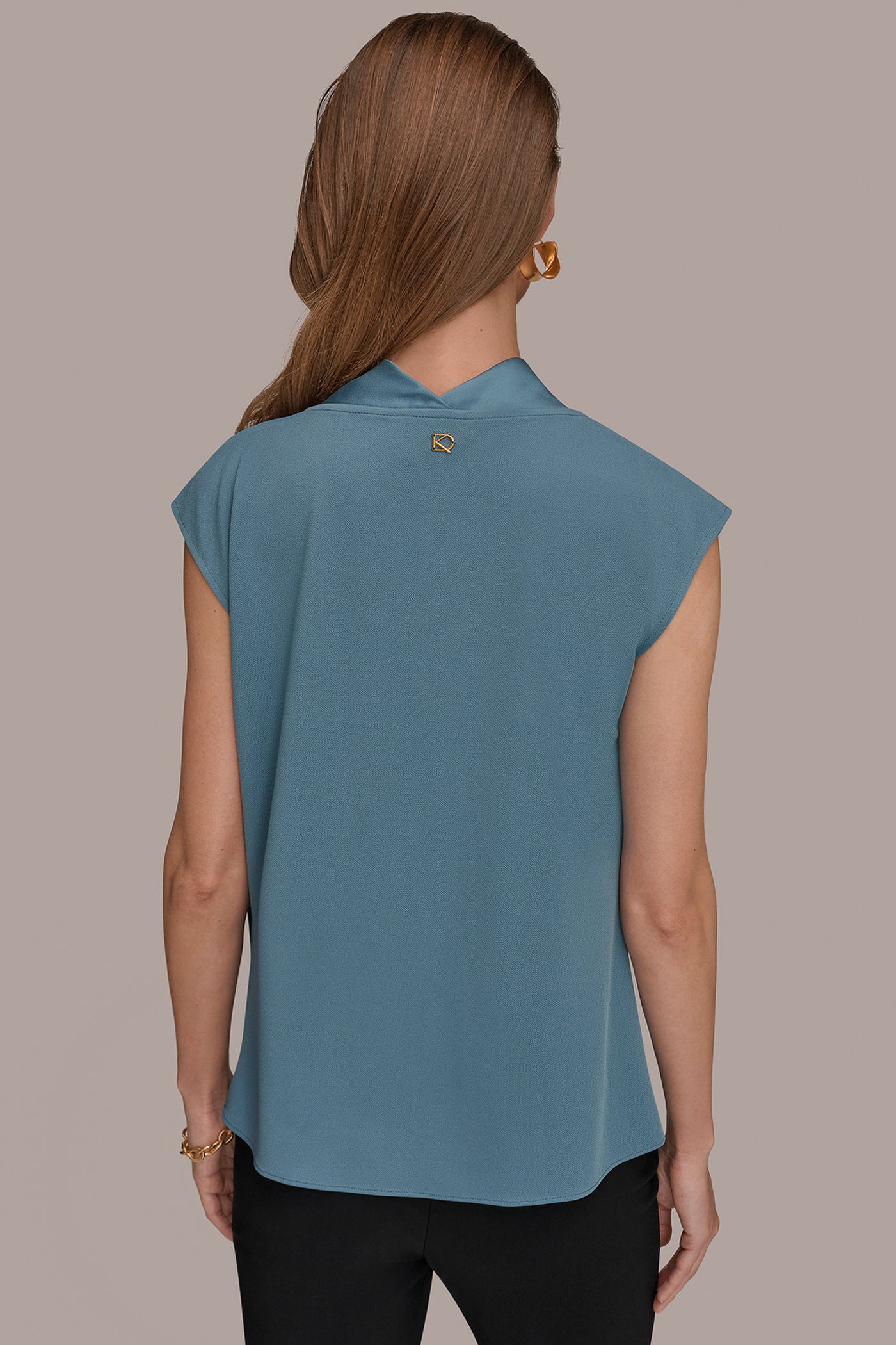 MIXED MEDIA COWL-NECK TOP | View 2 | Tops