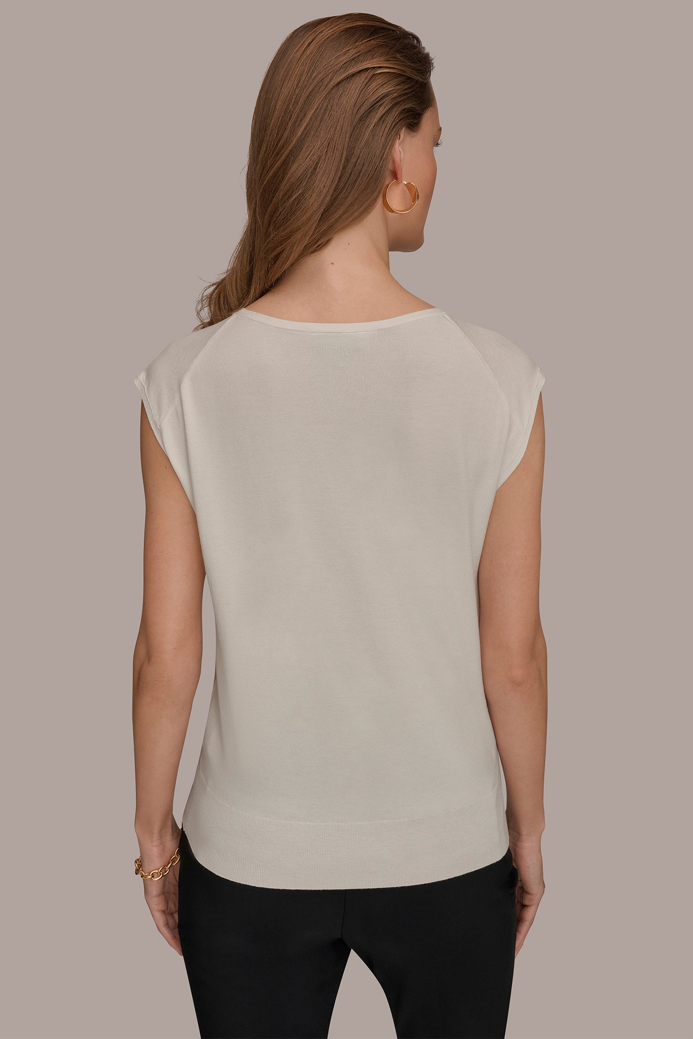 CAP SLEEVE METALLIC TRIM SWEATER | View 2 | New clothing