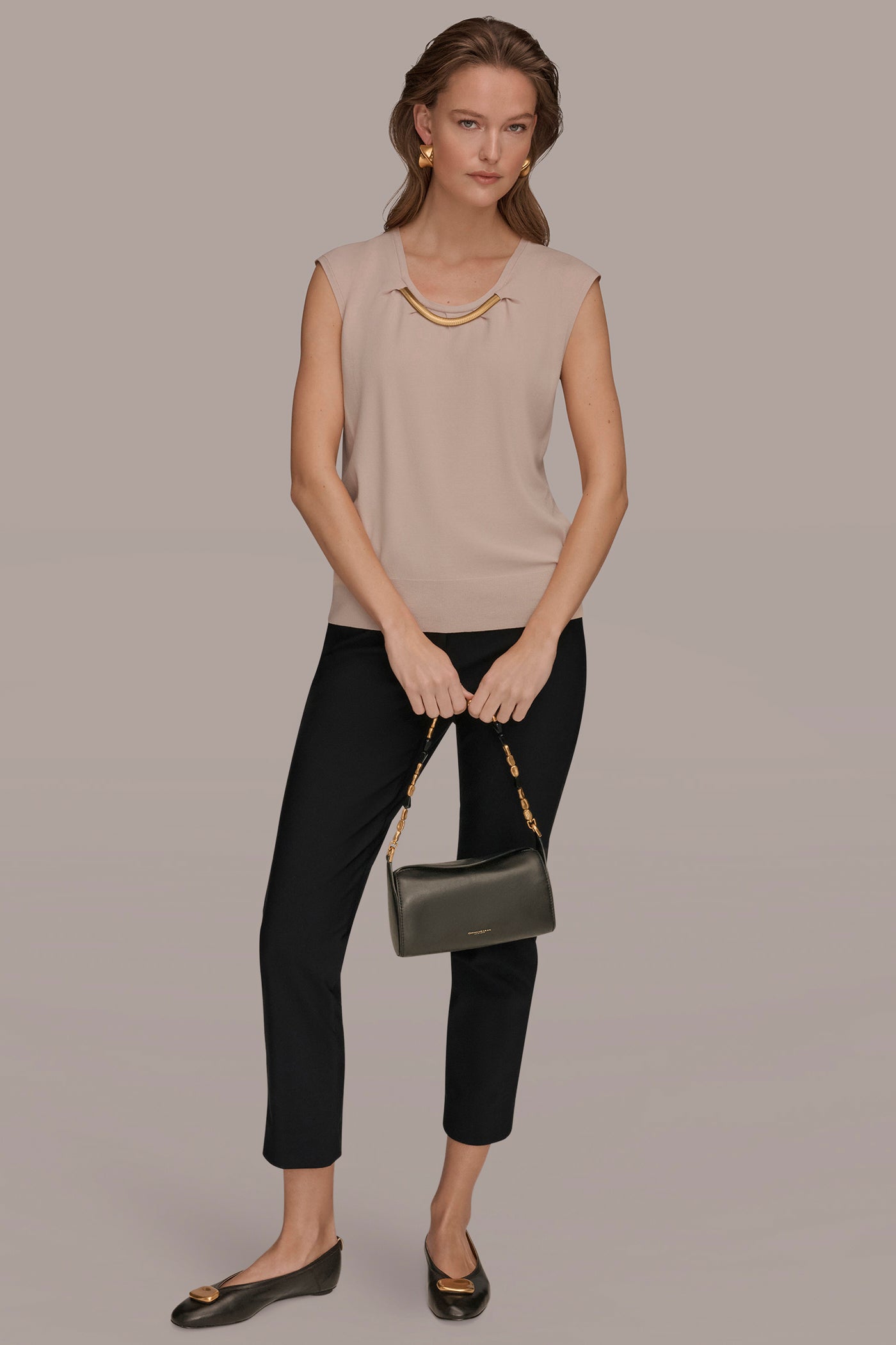 CAP SLEEVE METALLIC TRIM SWEATER VIEW 6 | New clothing