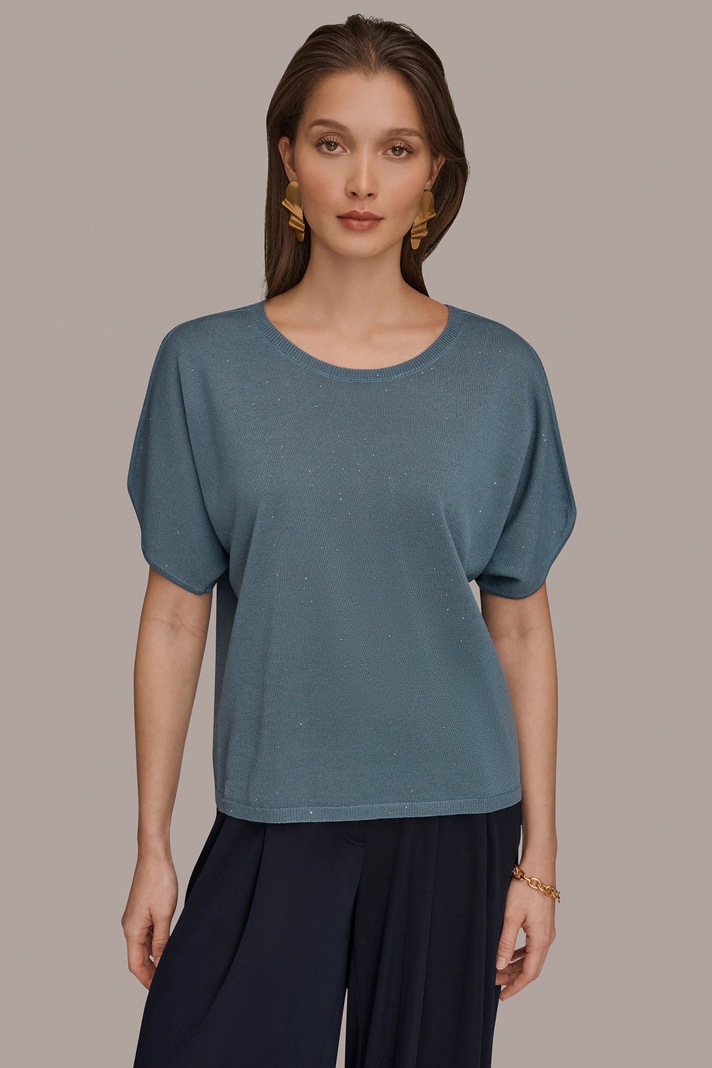 CREWNECK SPLIT-SLEEVE KNIT SWEATER | View 1 | Sweaters