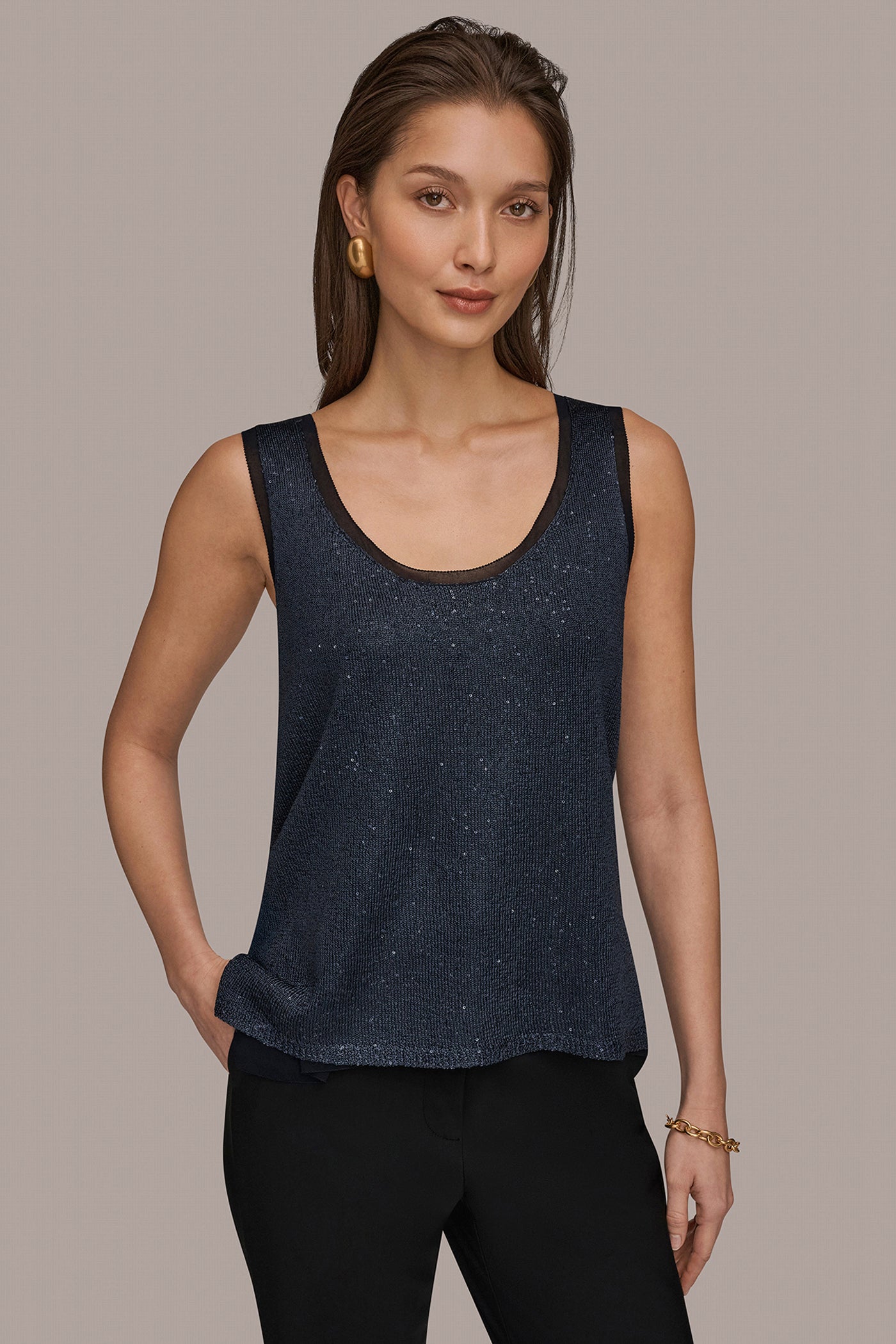 SCOOP-NECK SEQUIN SHELL TOP | View 1 | New clothing