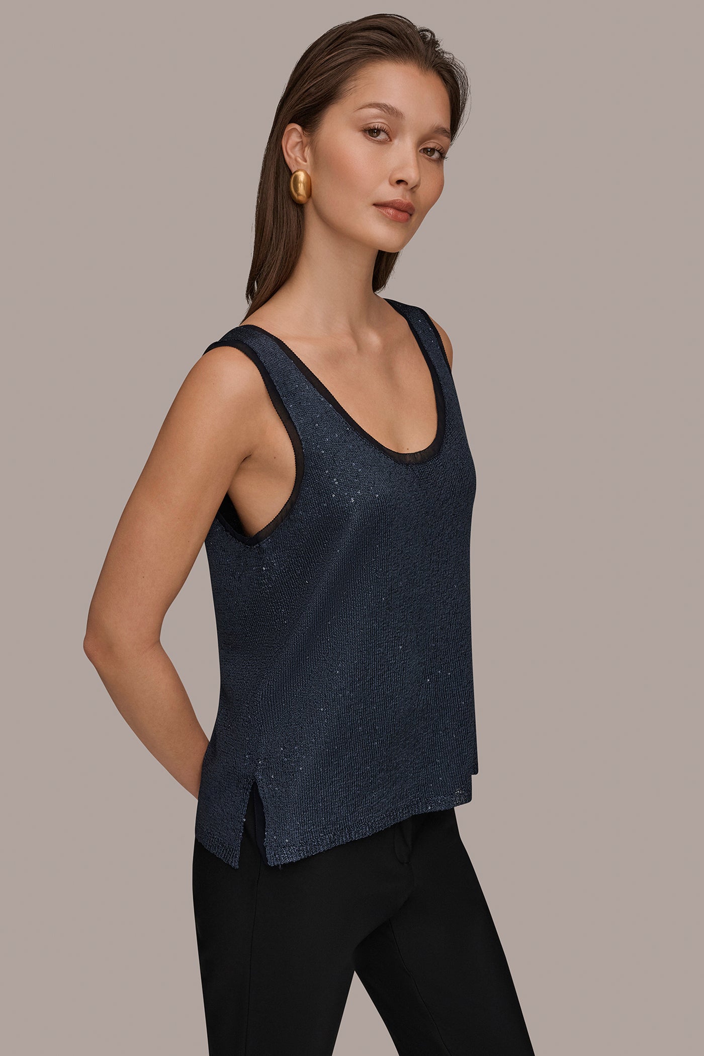 SCOOP-NECK SEQUIN SHELL TOP VIEW 3 | New clothing