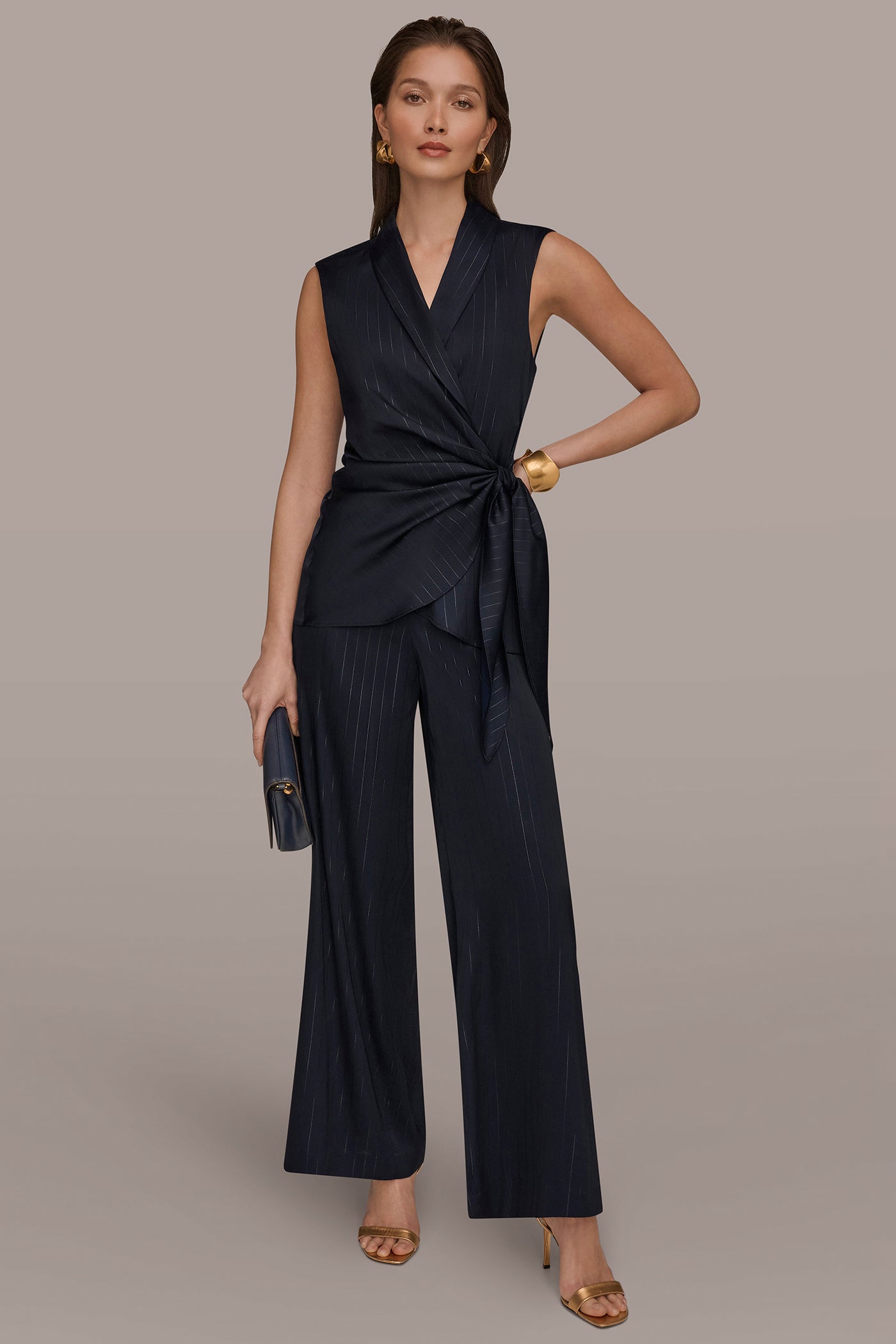 PINSTRIPE FAUX WRAP TOP VIEW 6 | New clothing