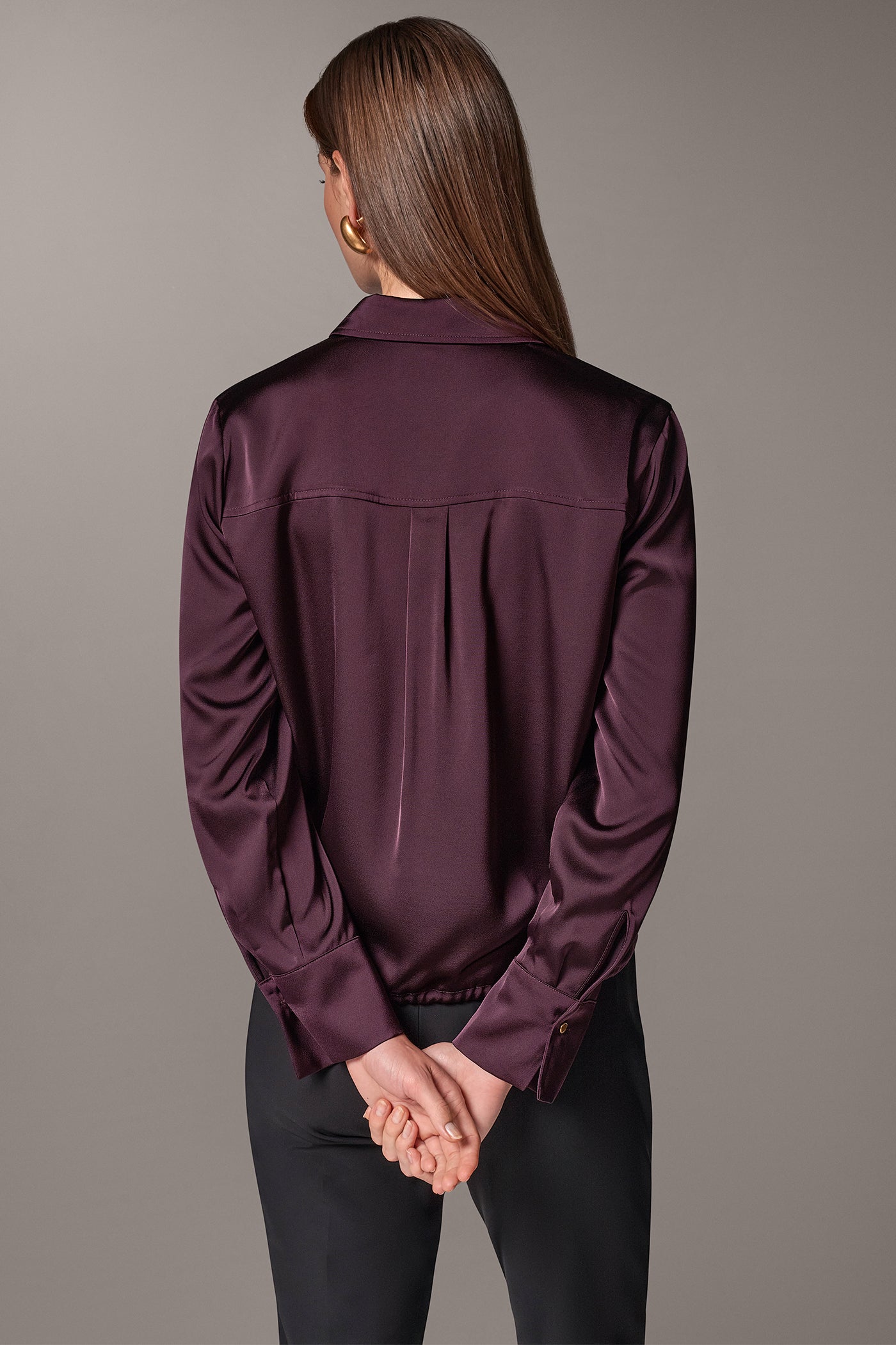 SATIN DRAWSTRING HEM BLOUSE VIEW 3
