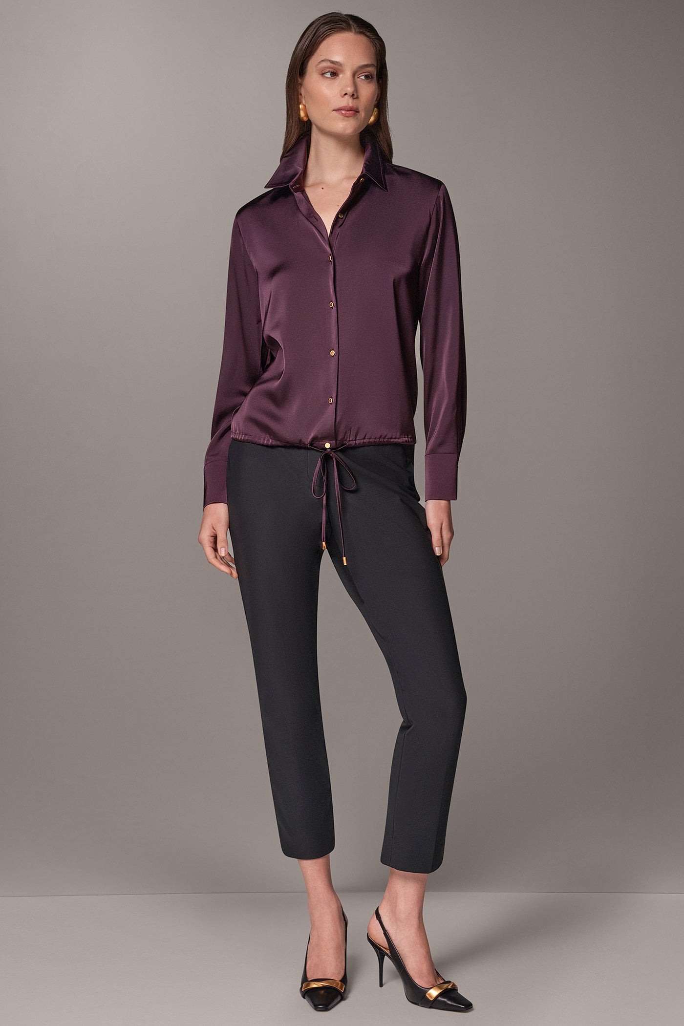 SATIN DRAWSTRING HEM BLOUSE VIEW 9