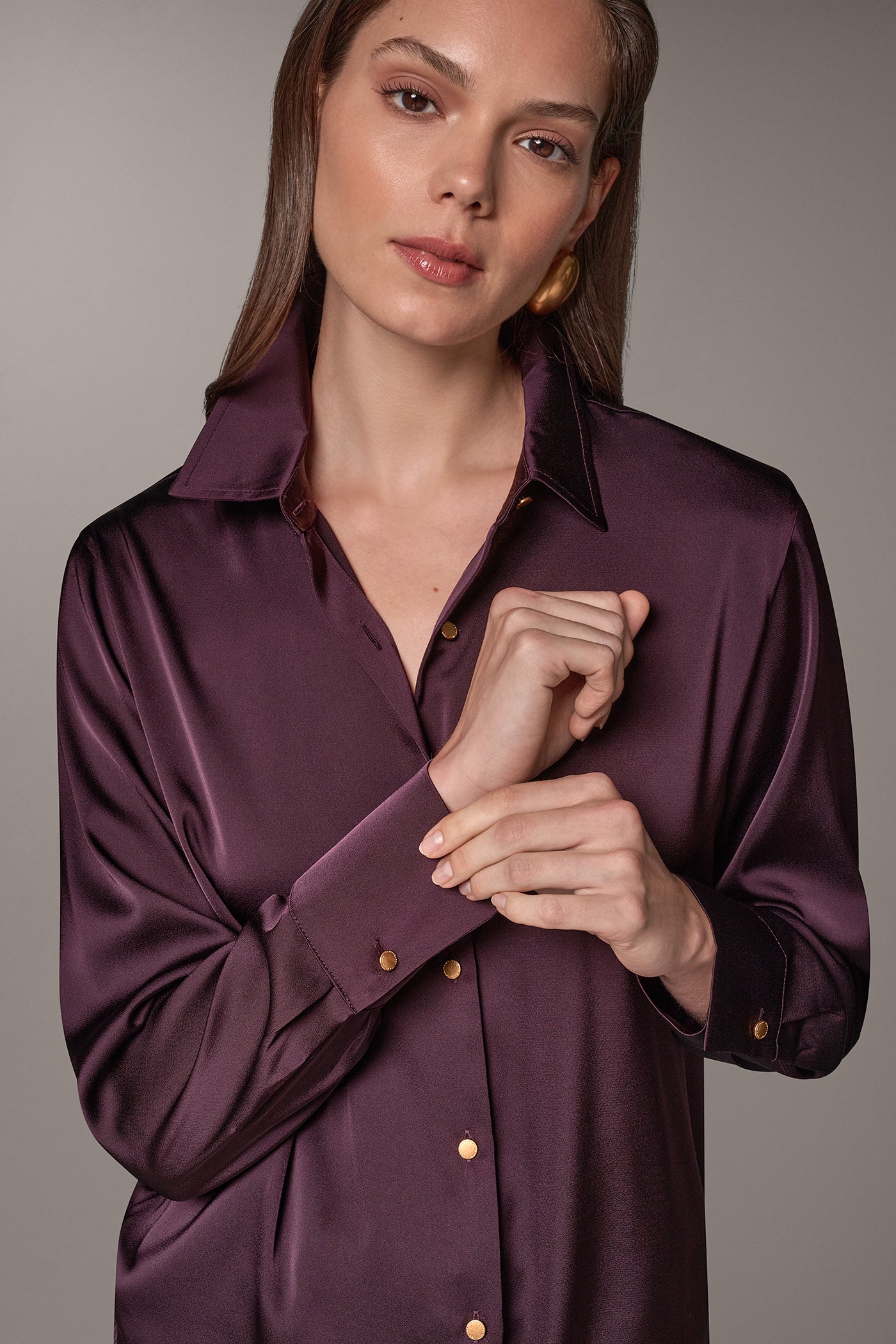 SATIN DRAWSTRING HEM BLOUSE VIEW 2