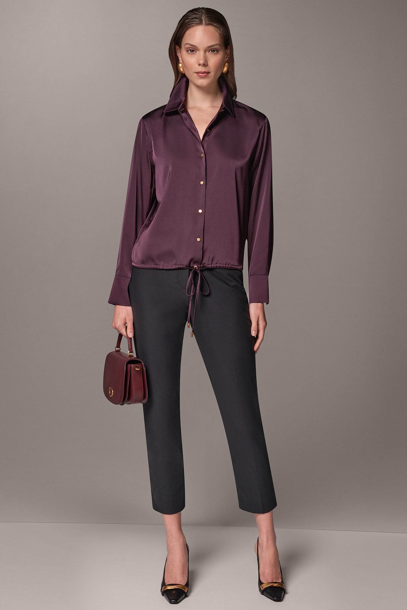 SATIN DRAWSTRING HEM BLOUSE VIEW 7