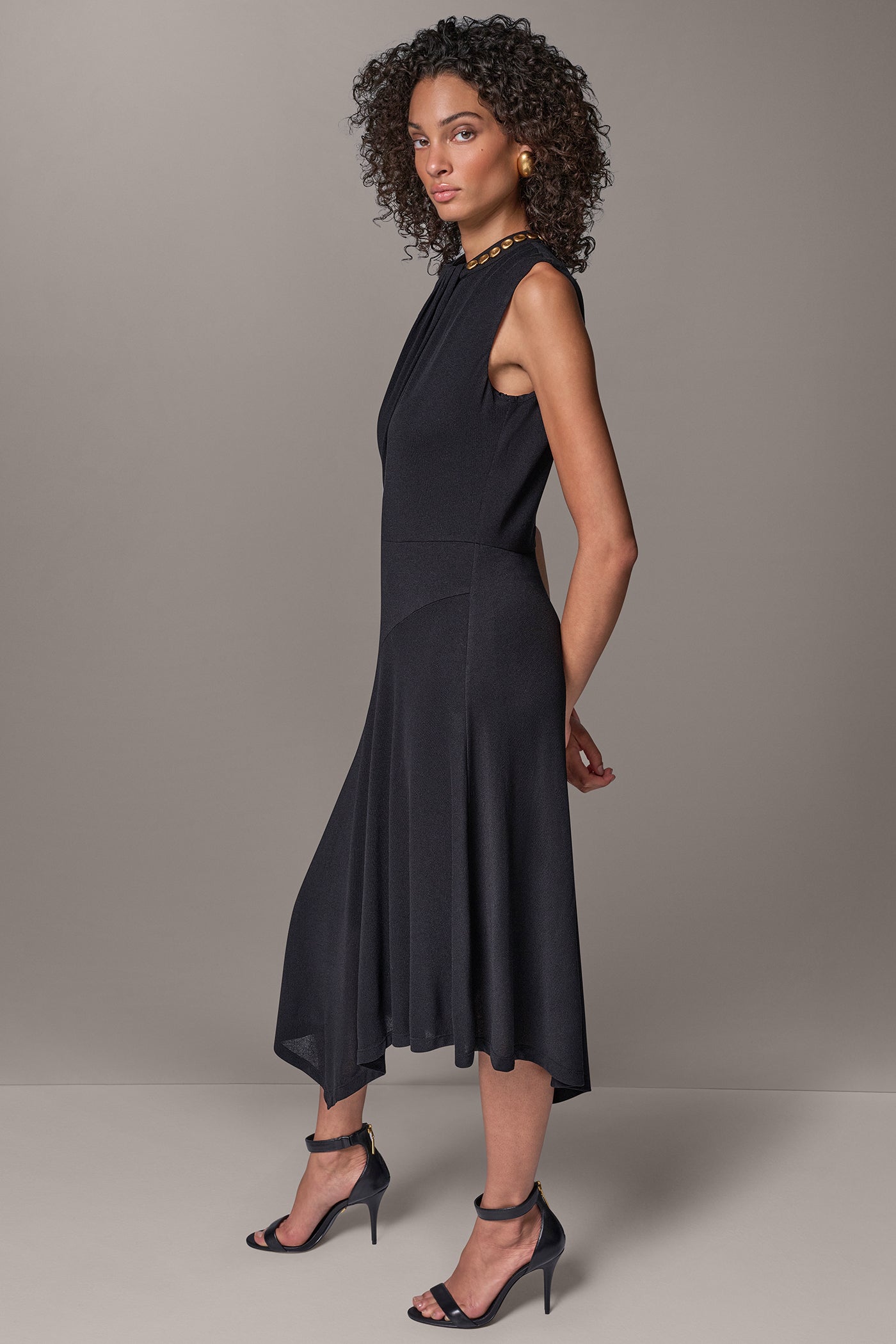 ASYMMETRIC STUD MIDI DRESS (alternate view)