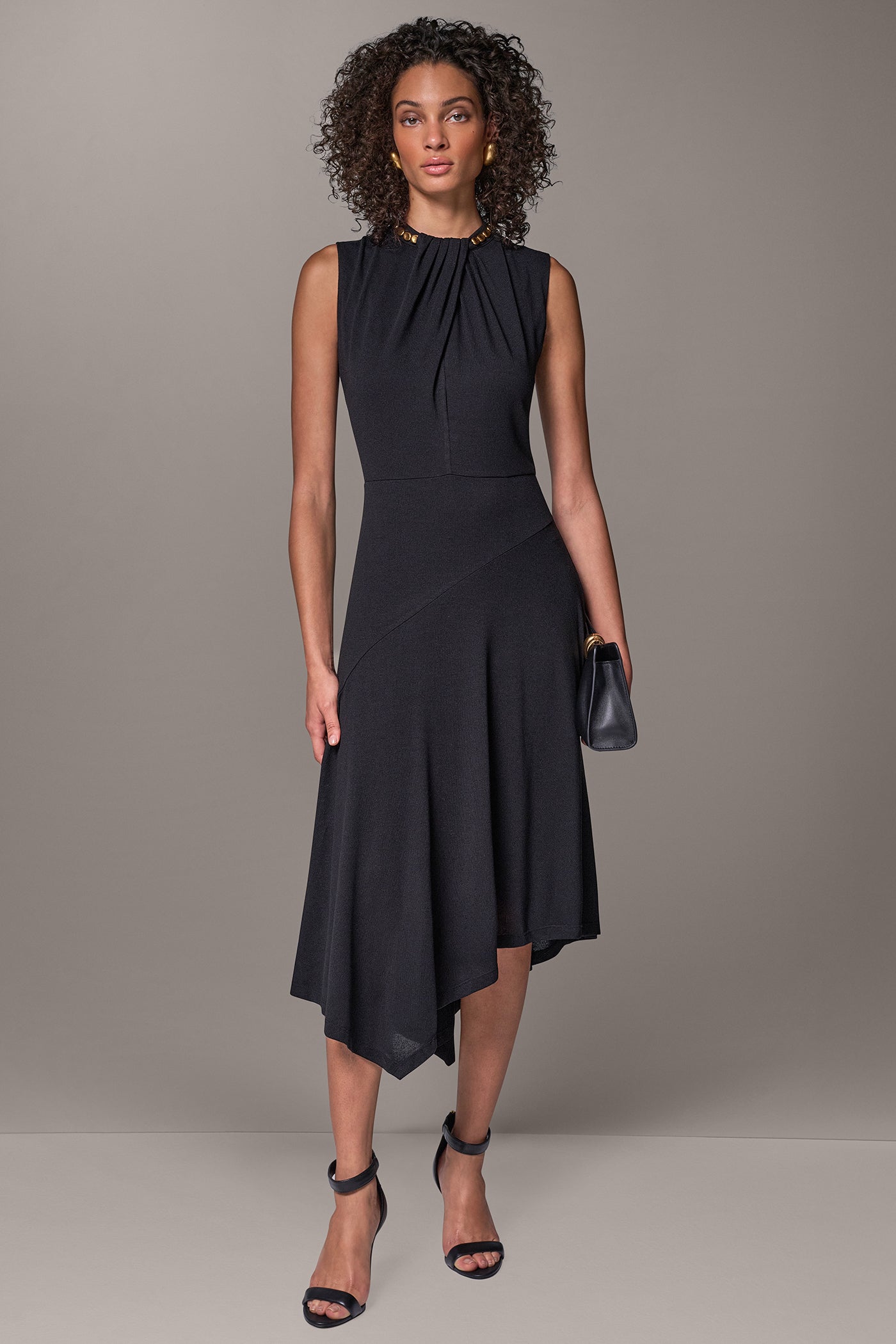 ASYMMETRIC STUD MIDI DRESS