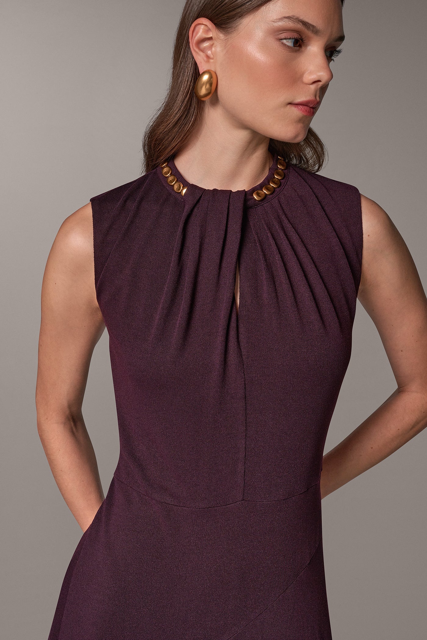 ASYMMETRIC STUD MIDI DRESS (alternate view)