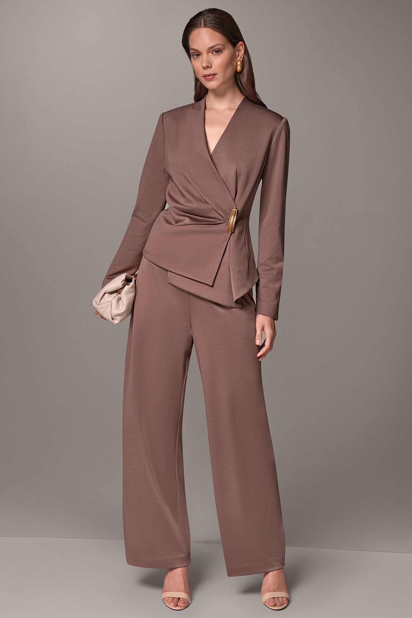 ASYMMETRIC GOLD BAR WRAP BLAZER VIEW 6